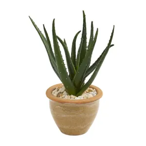 15" Aloe Artificial Plant in Decorative Vase