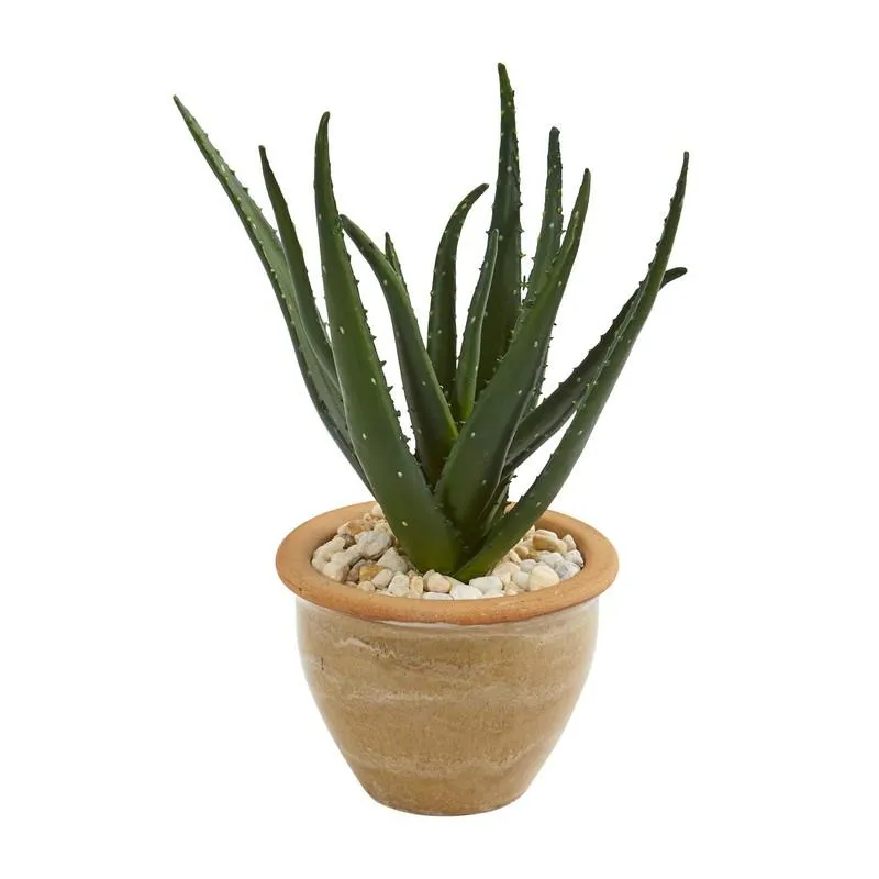 15" Aloe Artificial Plant in Decorative Vase