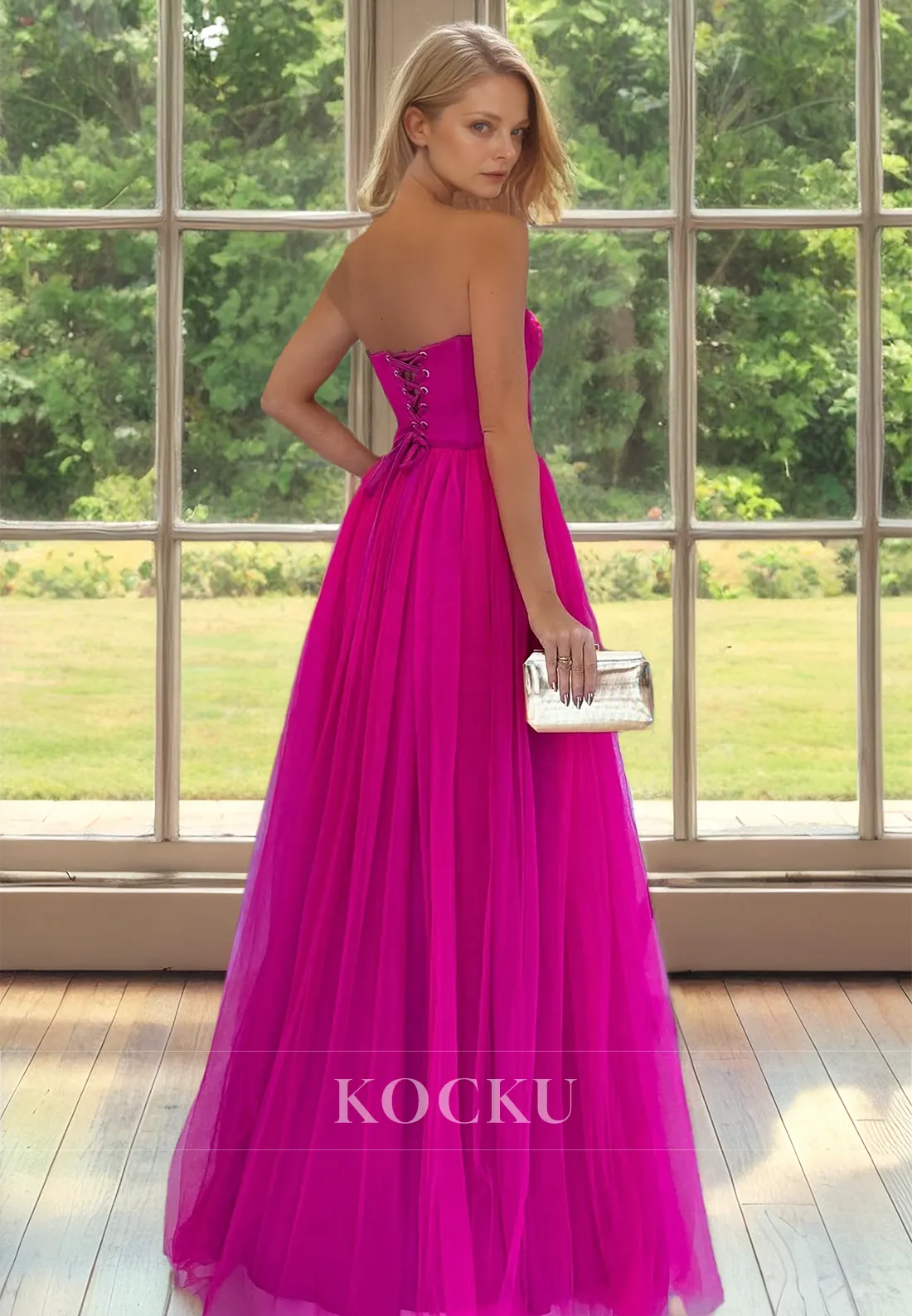 A-line Sweetheart Sleeveless Floor-Length Stripe Pleats Lace Mother of Bride Dress Cocktail Gowns