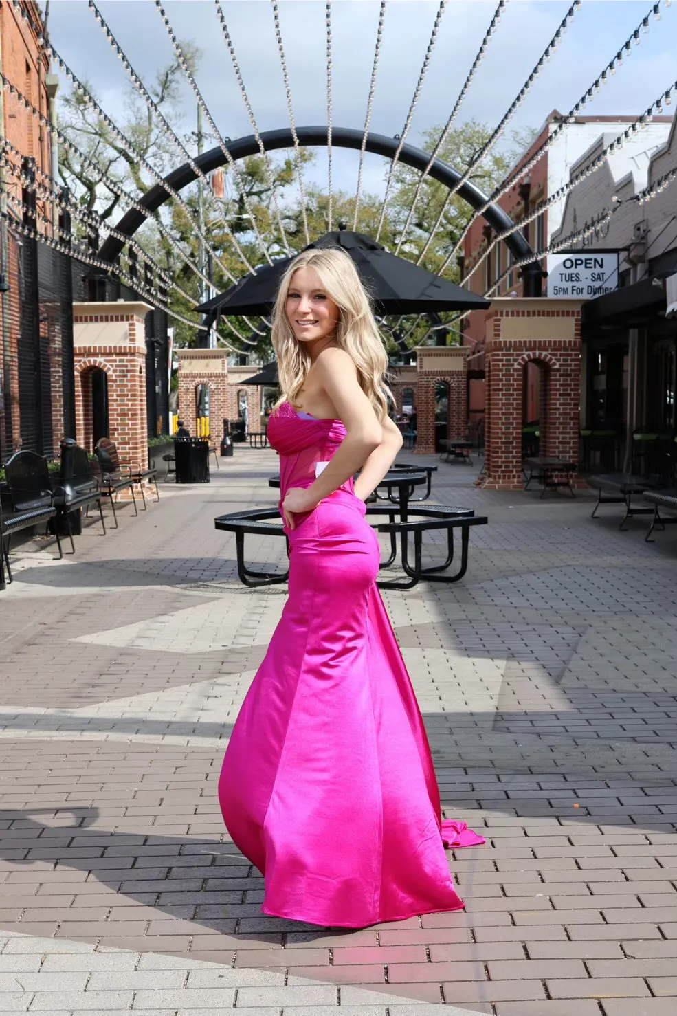 Amaris Satin Strapless Corset Gown