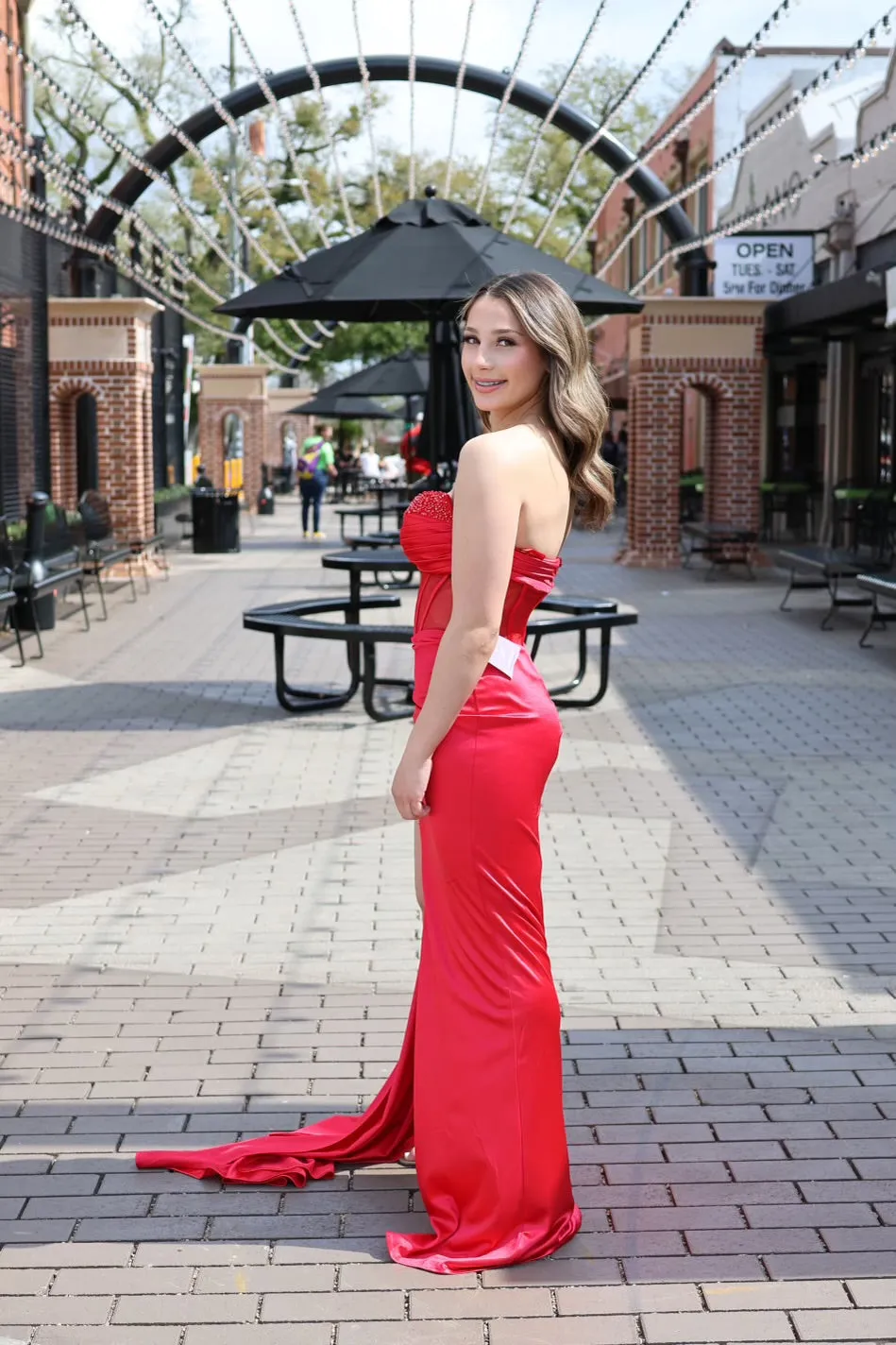 Amaris Satin Strapless Corset Gown
