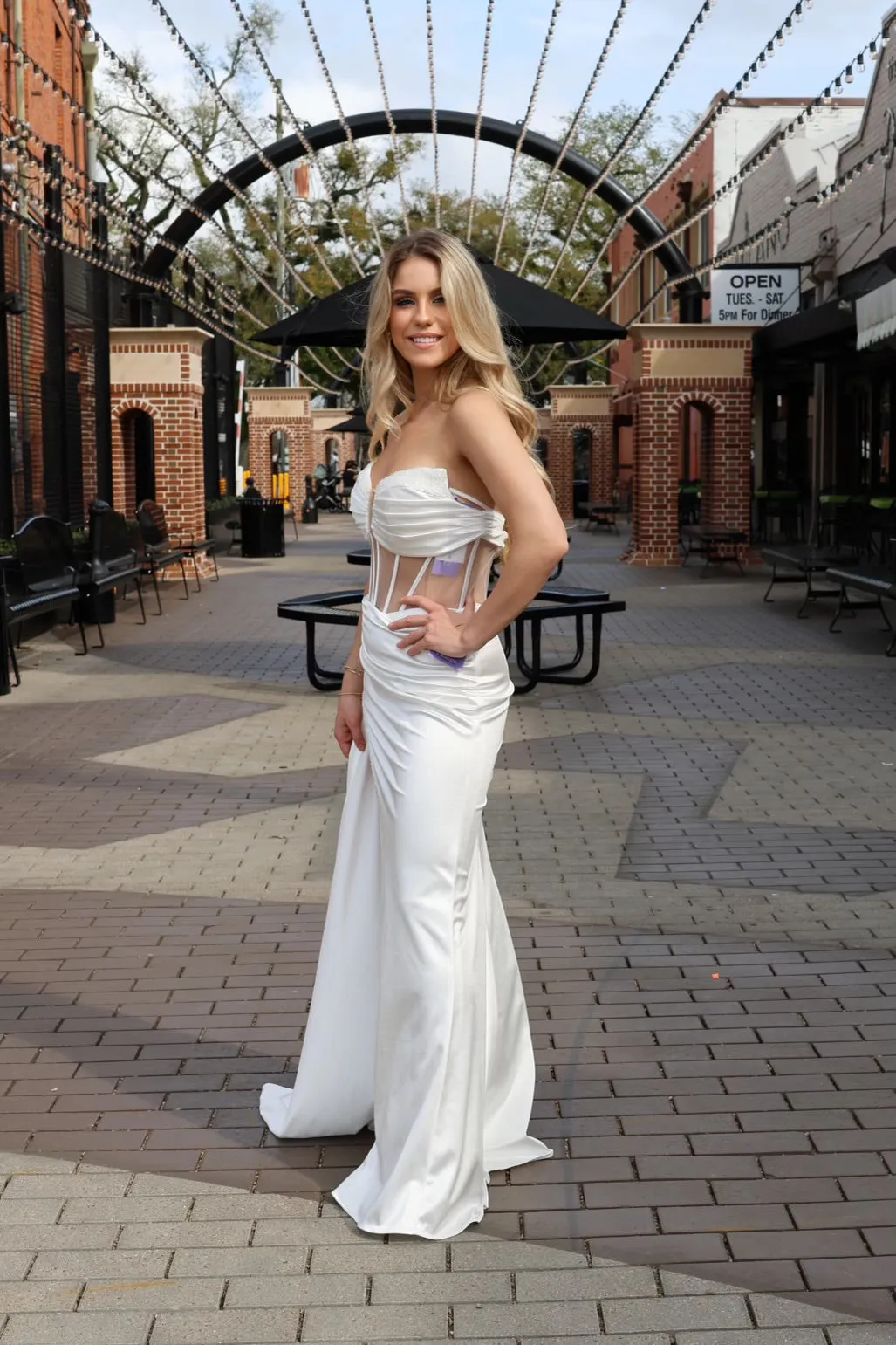 Amaris Satin Strapless Corset Gown