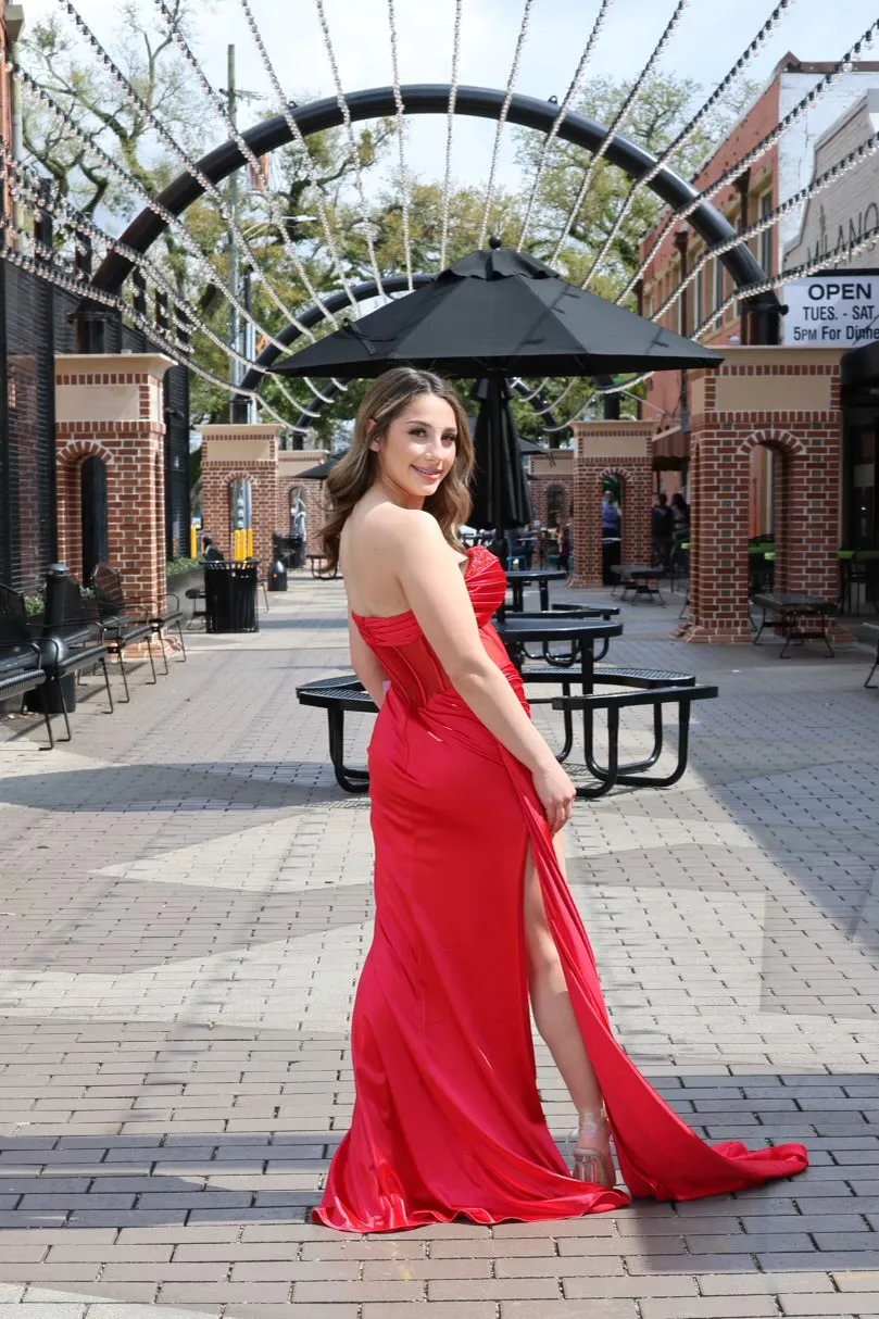 Amaris Satin Strapless Corset Gown