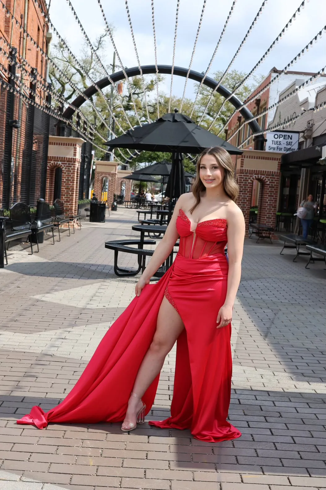 Amaris Satin Strapless Corset Gown