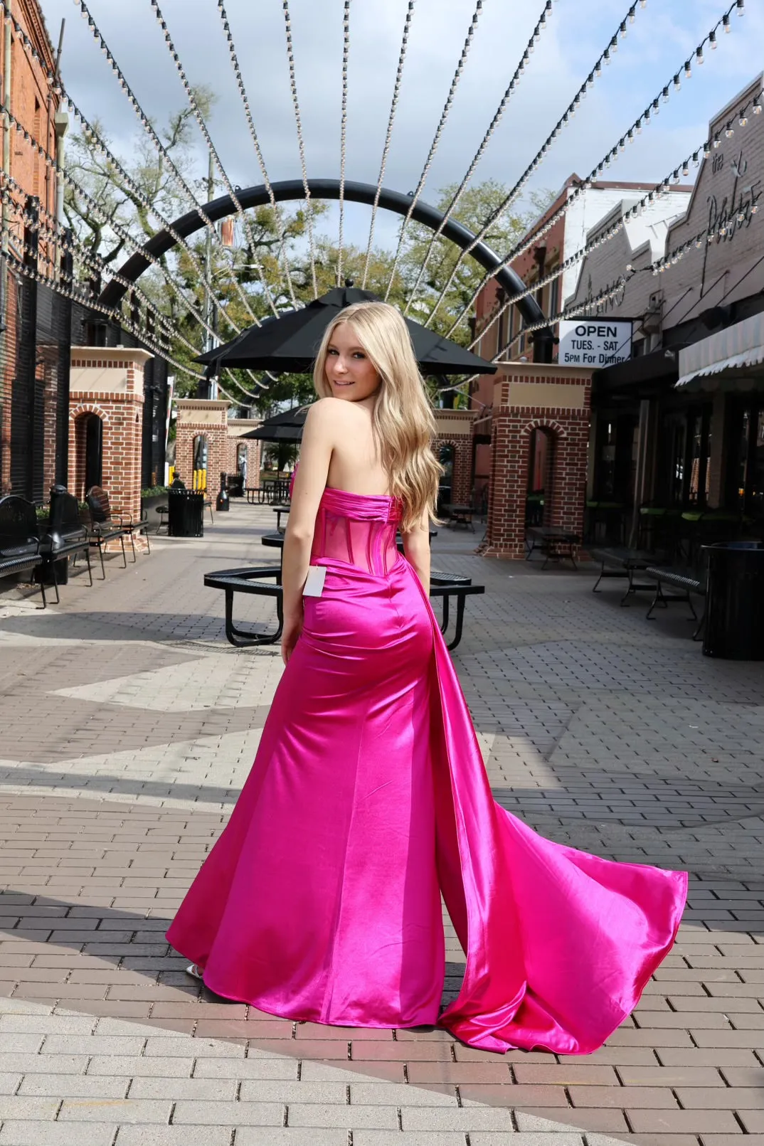 Amaris Satin Strapless Corset Gown