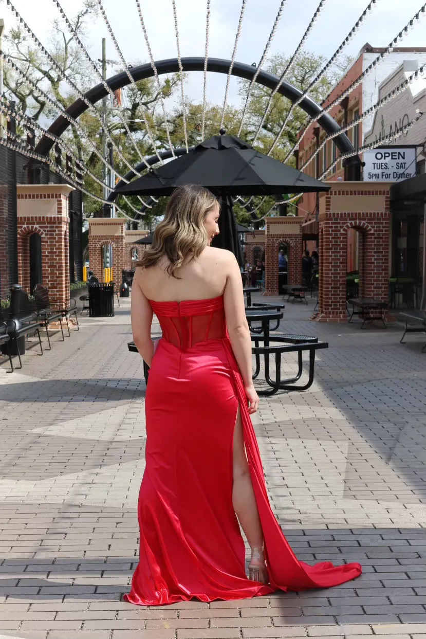 Amaris Satin Strapless Corset Gown