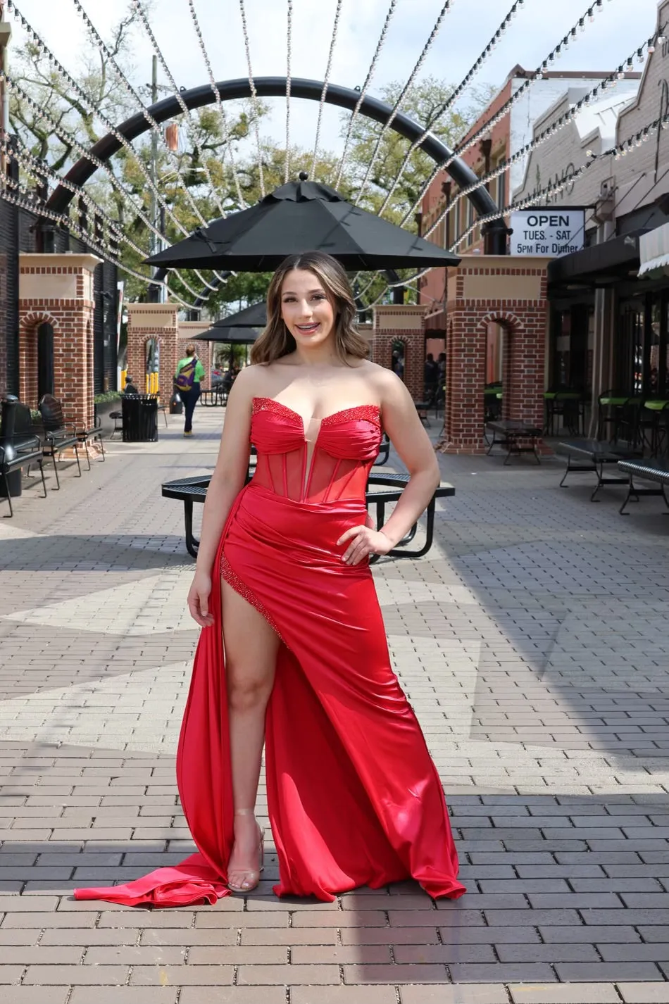 Amaris Satin Strapless Corset Gown