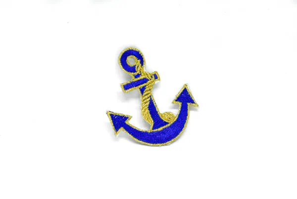 Anchor with Rope Embroidered Iron-On Patch 2" x 1.2" - 1 Piece
