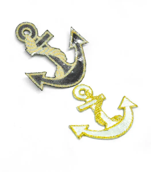Anchor with Rope Embroidered Iron-On Patch 2" x 1.2" - 1 Piece