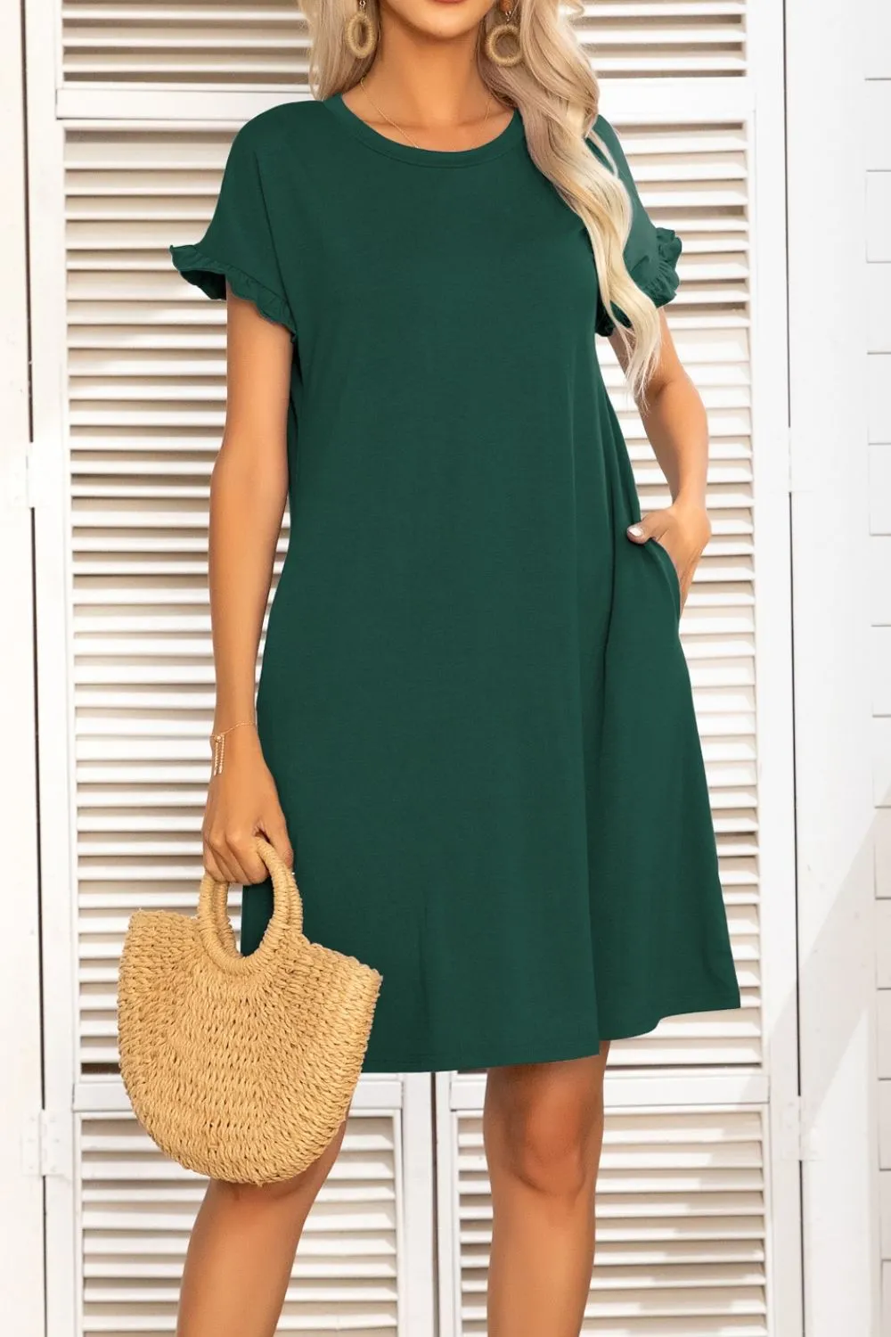 *APP EXCLUSIVE* Flounce Sleeve Dress with Pockets