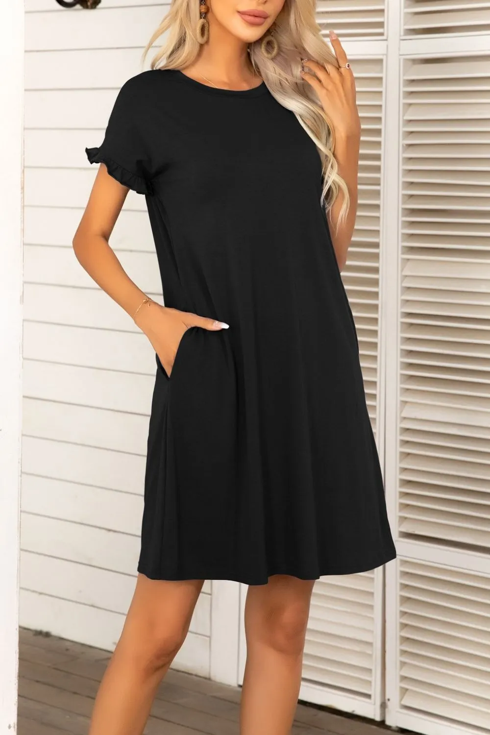 *APP EXCLUSIVE* Flounce Sleeve Dress with Pockets