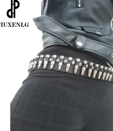 Black Vegan Leather Belt w/ Silver Bullets