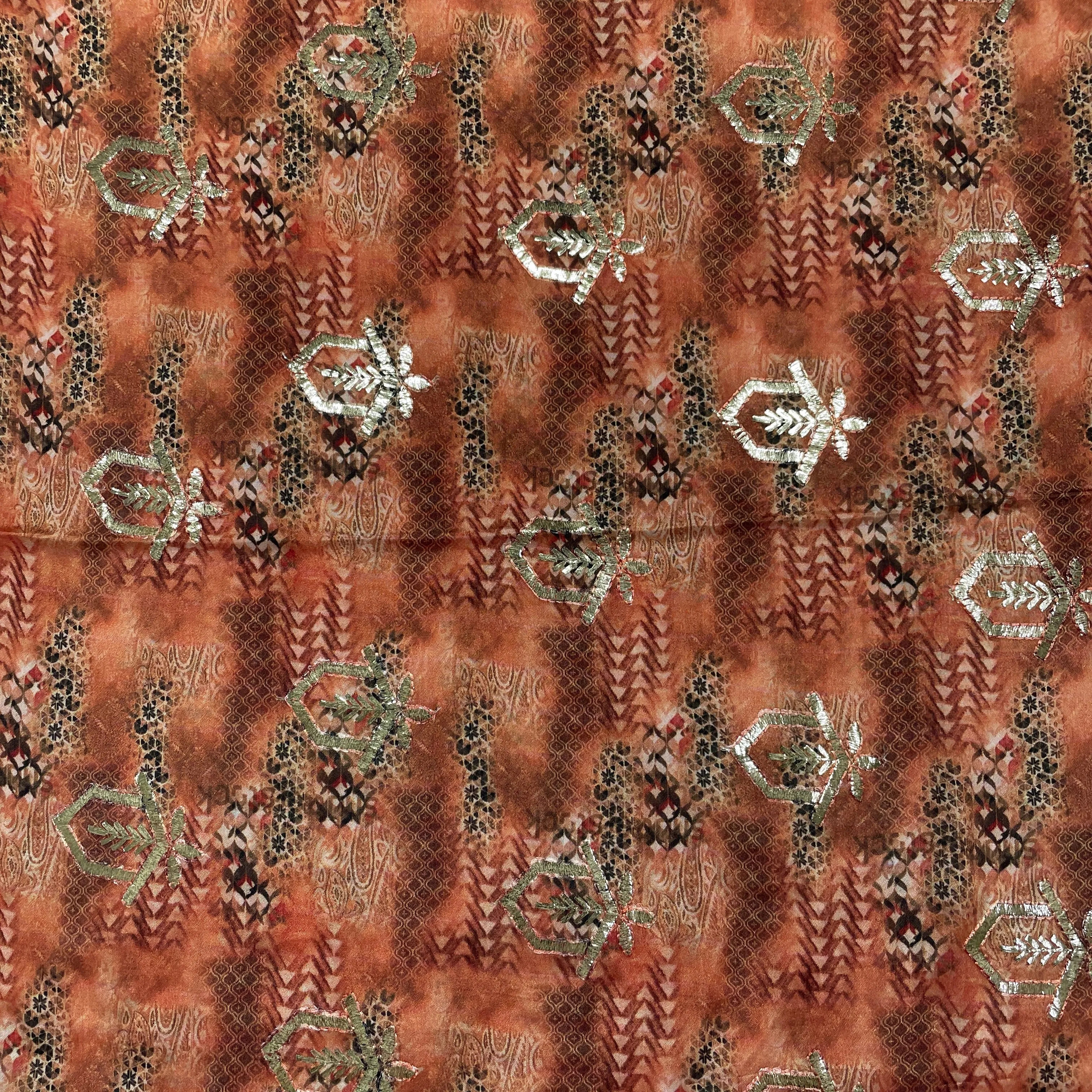 Brown Traditonal Print Viscose Chinon