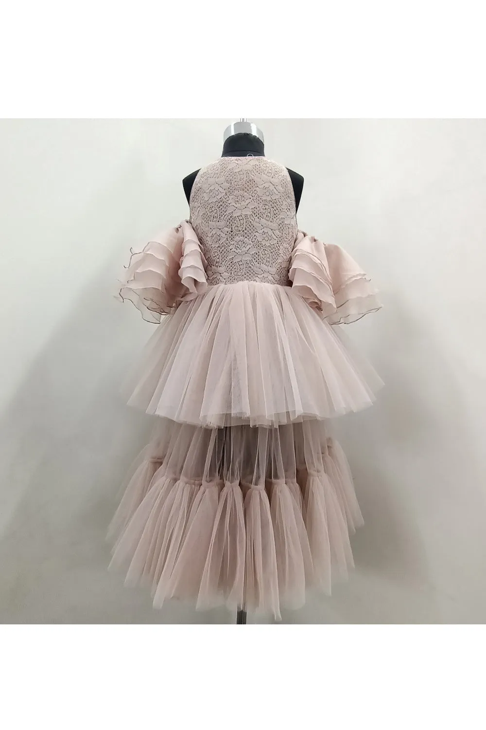 Champagne Sequins Embroidered Organza Tulle Gown