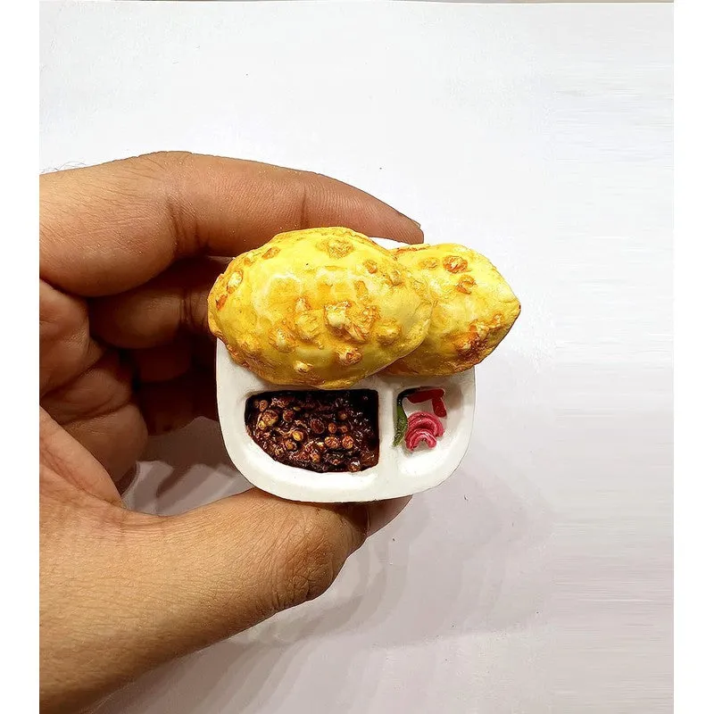 Chole Bhathura Miniature Food 3D Fridge Magnet