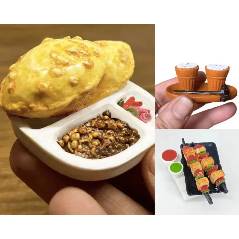 Chole Bhathura Miniature Food 3D Fridge Magnet