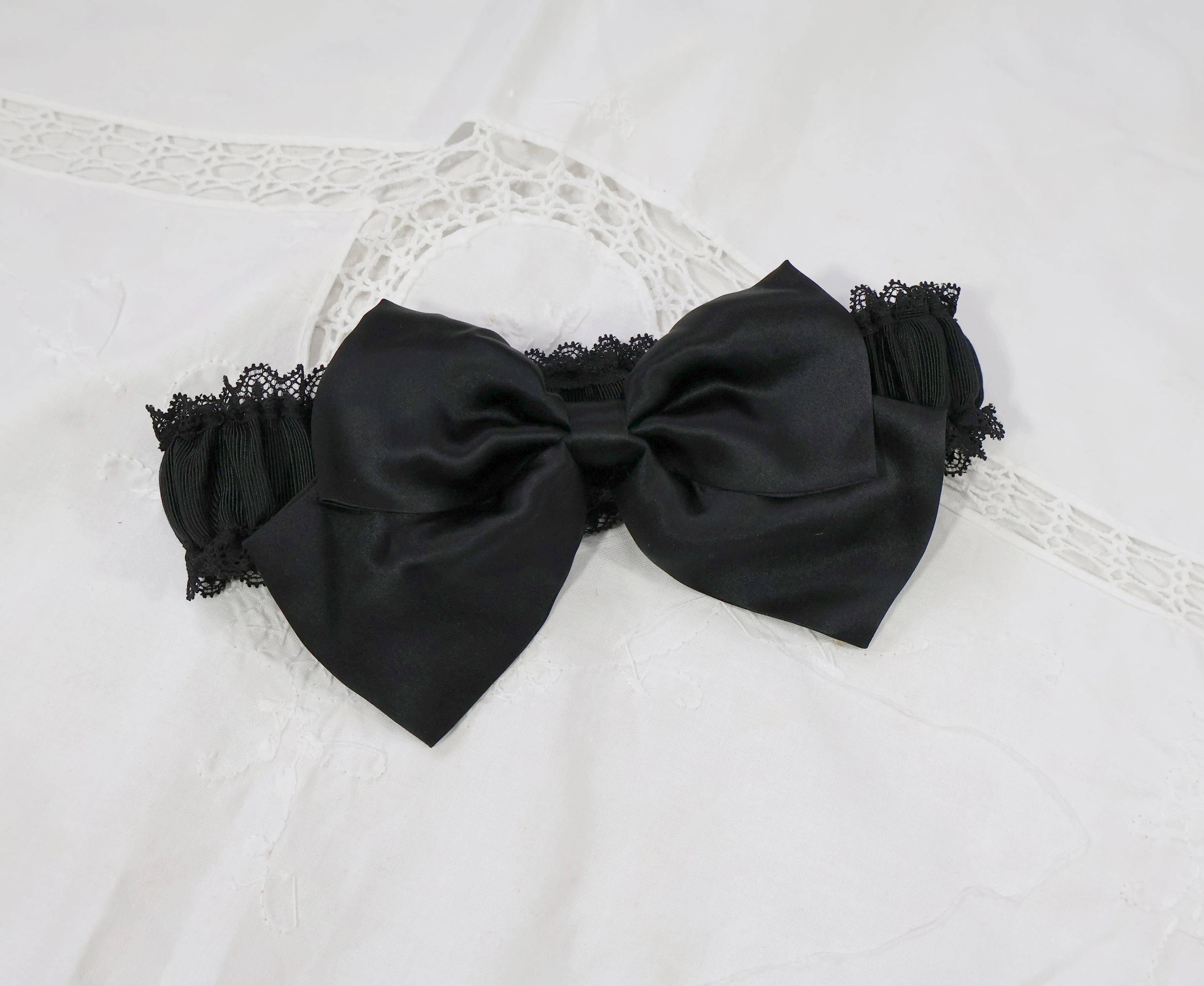 Clara Garter Black Ribbon and Silk