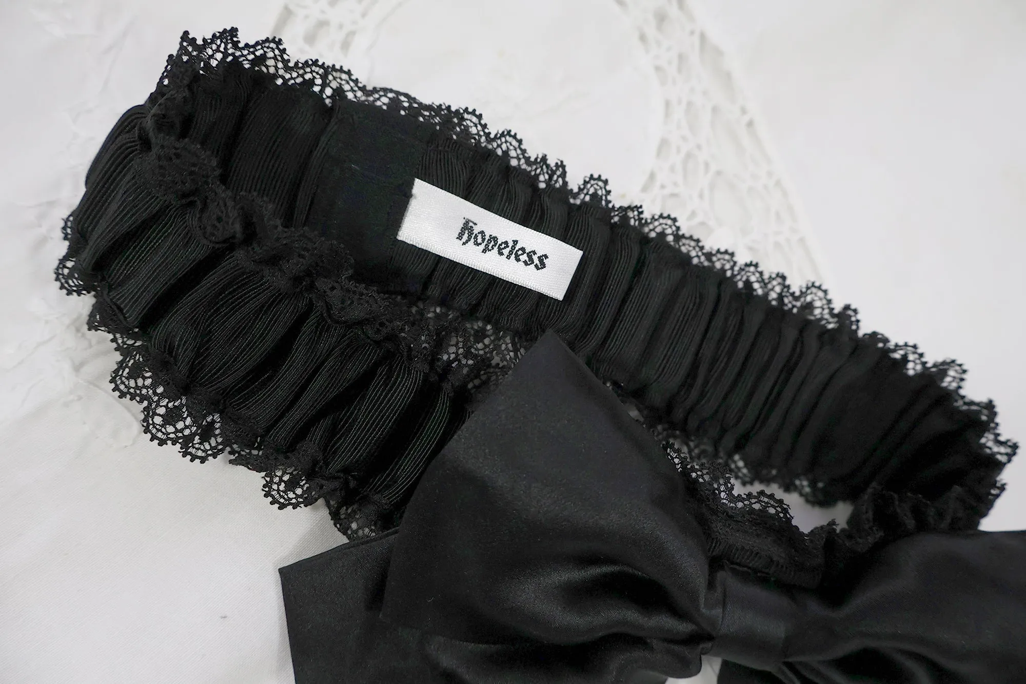 Clara Garter Black Ribbon and Silk