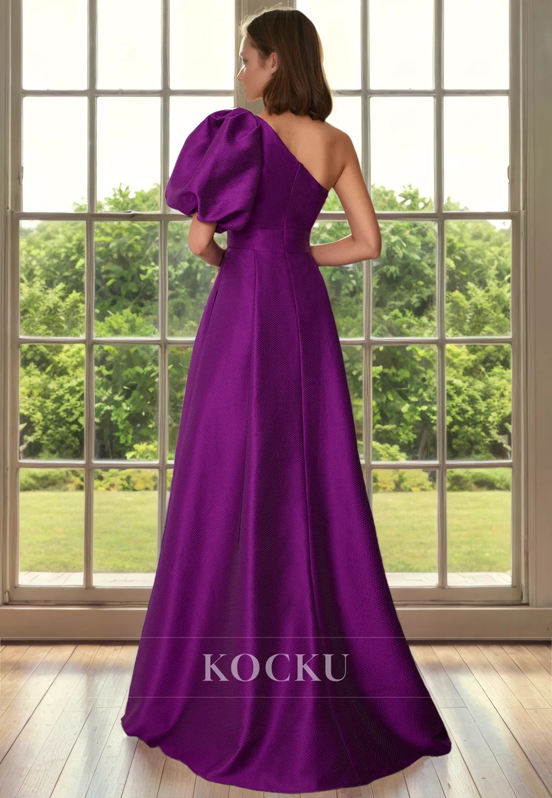 Classic & Timeless One Shoulder Short sleeves A-Line Cocktail Mother of the Bride Dress