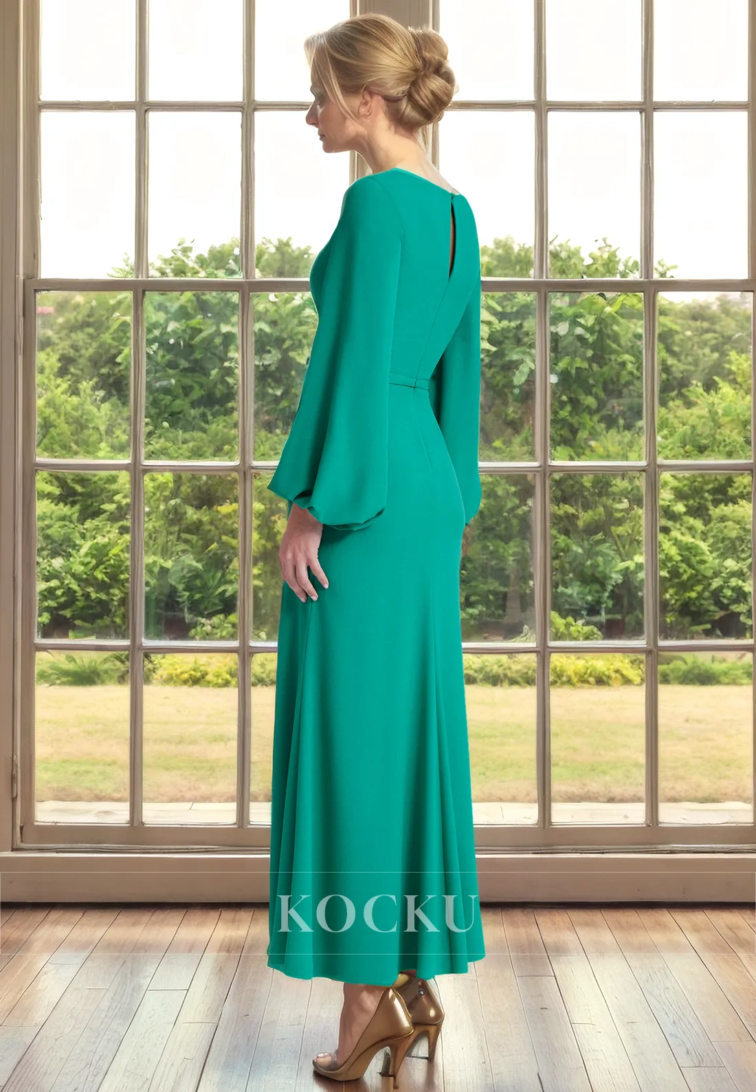 Classic & Timeless V-Neck A-Line Long sleeves Split Cocktail Mother of the Bride Dress