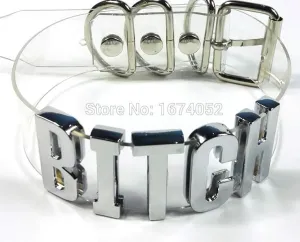 Clear PVC Collar w/ Silver "BITCH" Text