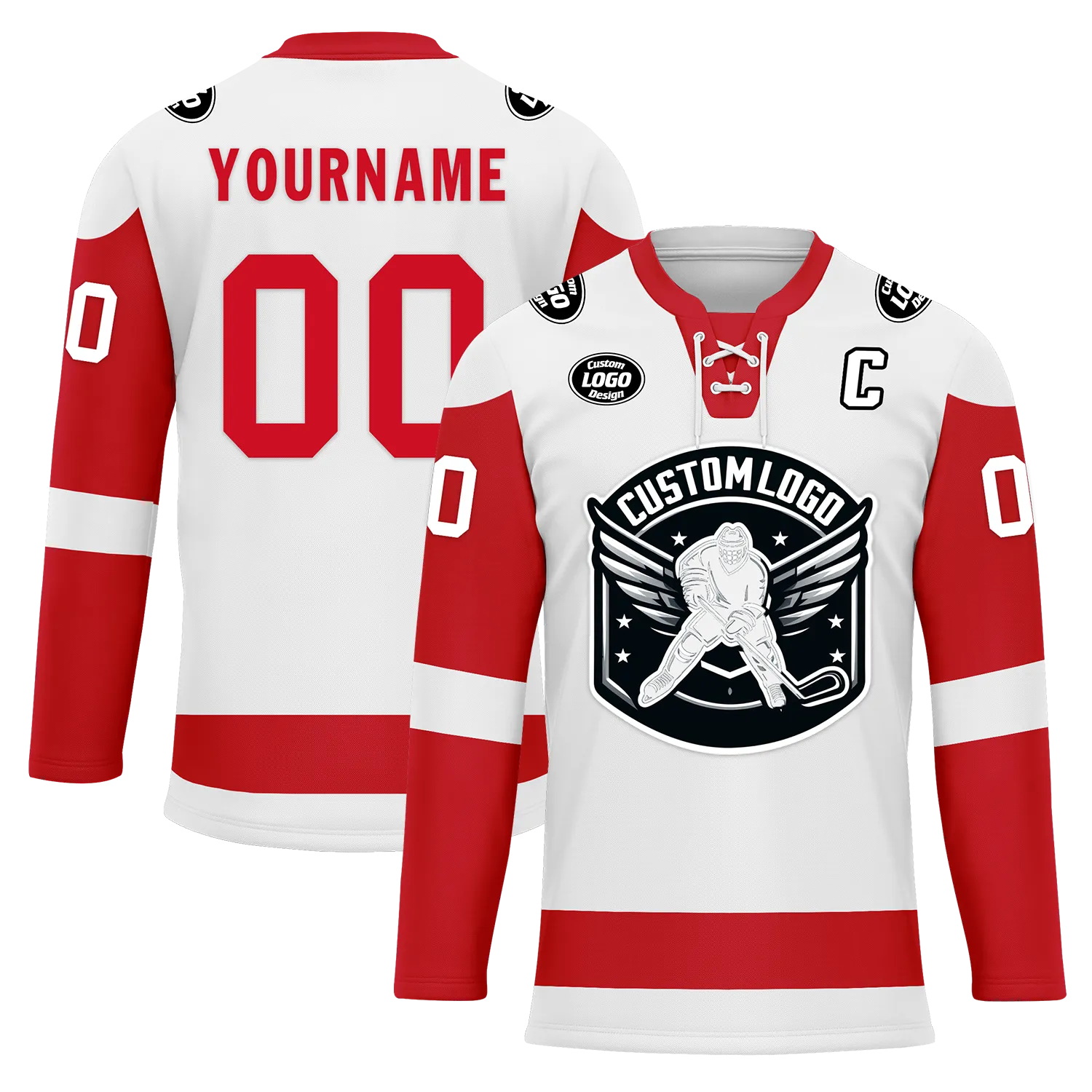 Custom White Red Personalized Hockey Jersey HCKJ01-D0a70ad