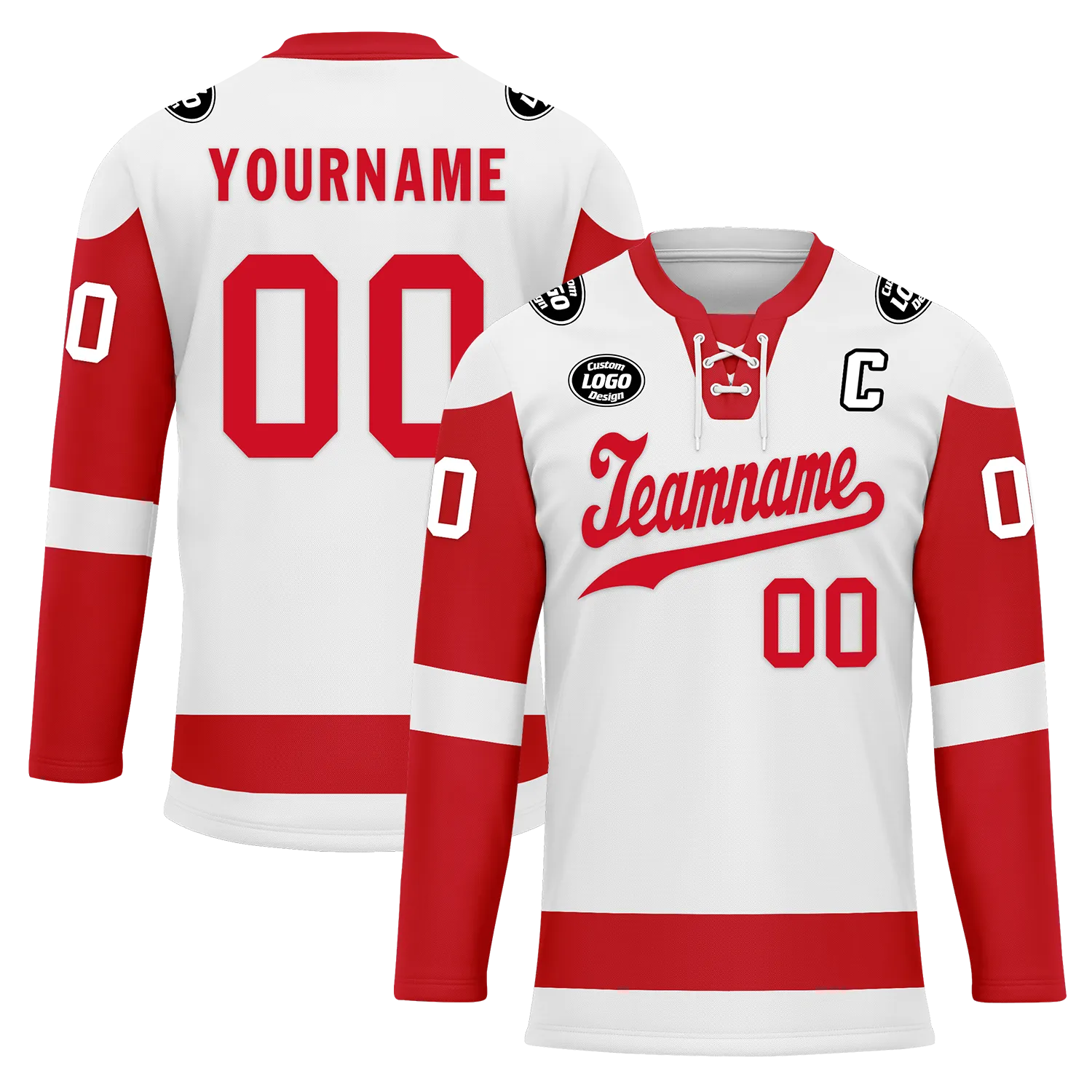 Custom White Red Personalized Hockey Jersey HCKJ01-D0a70ad