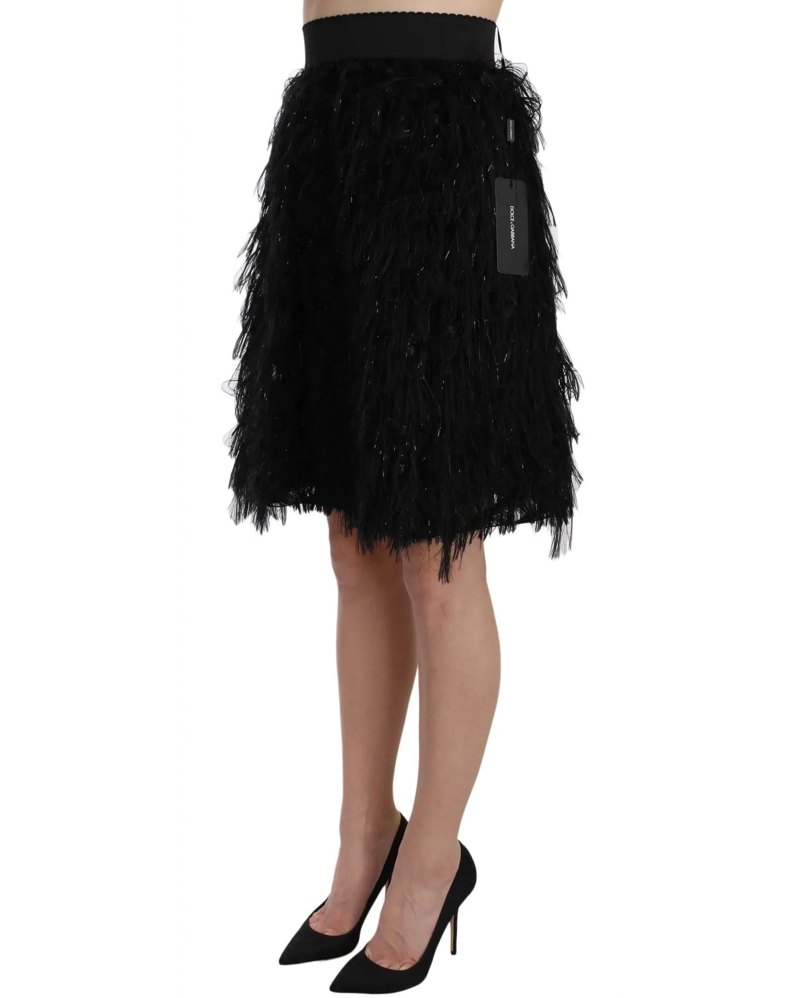 Dolce & Gabbana Black Feather Mini Skirt