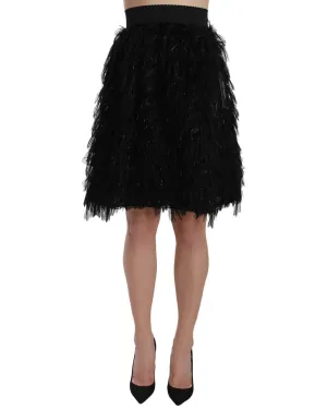 Dolce & Gabbana Black Feather Mini Skirt