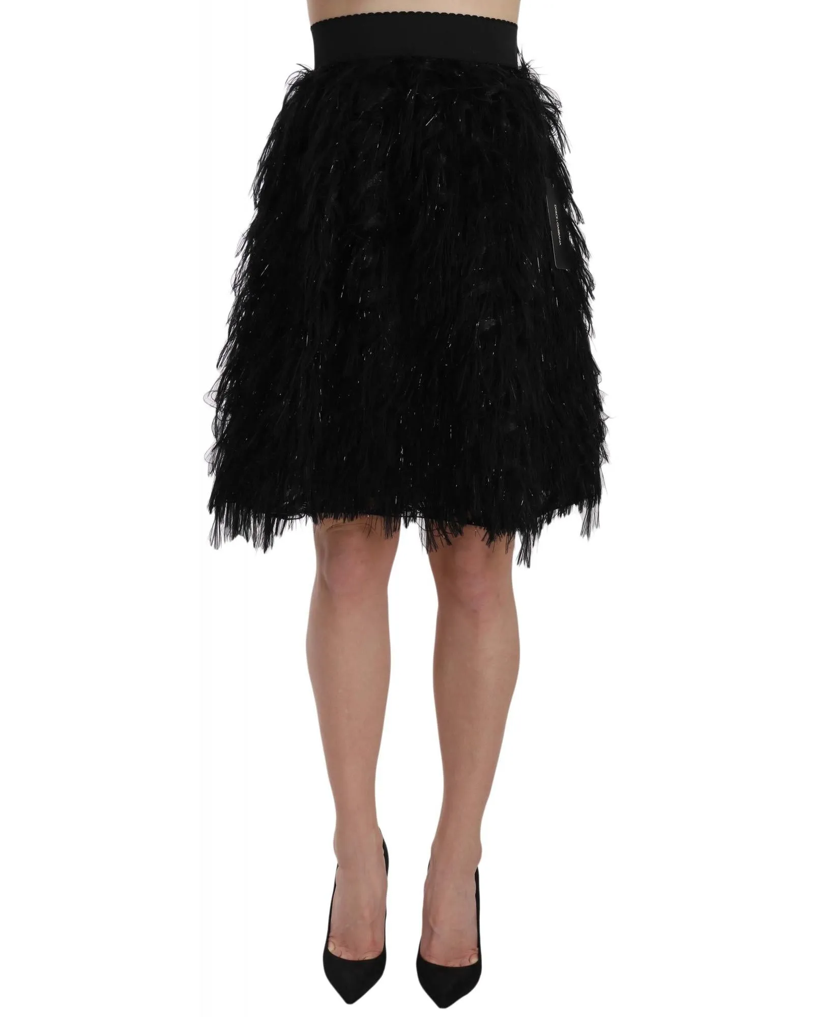 Dolce & Gabbana Black Feather Mini Skirt