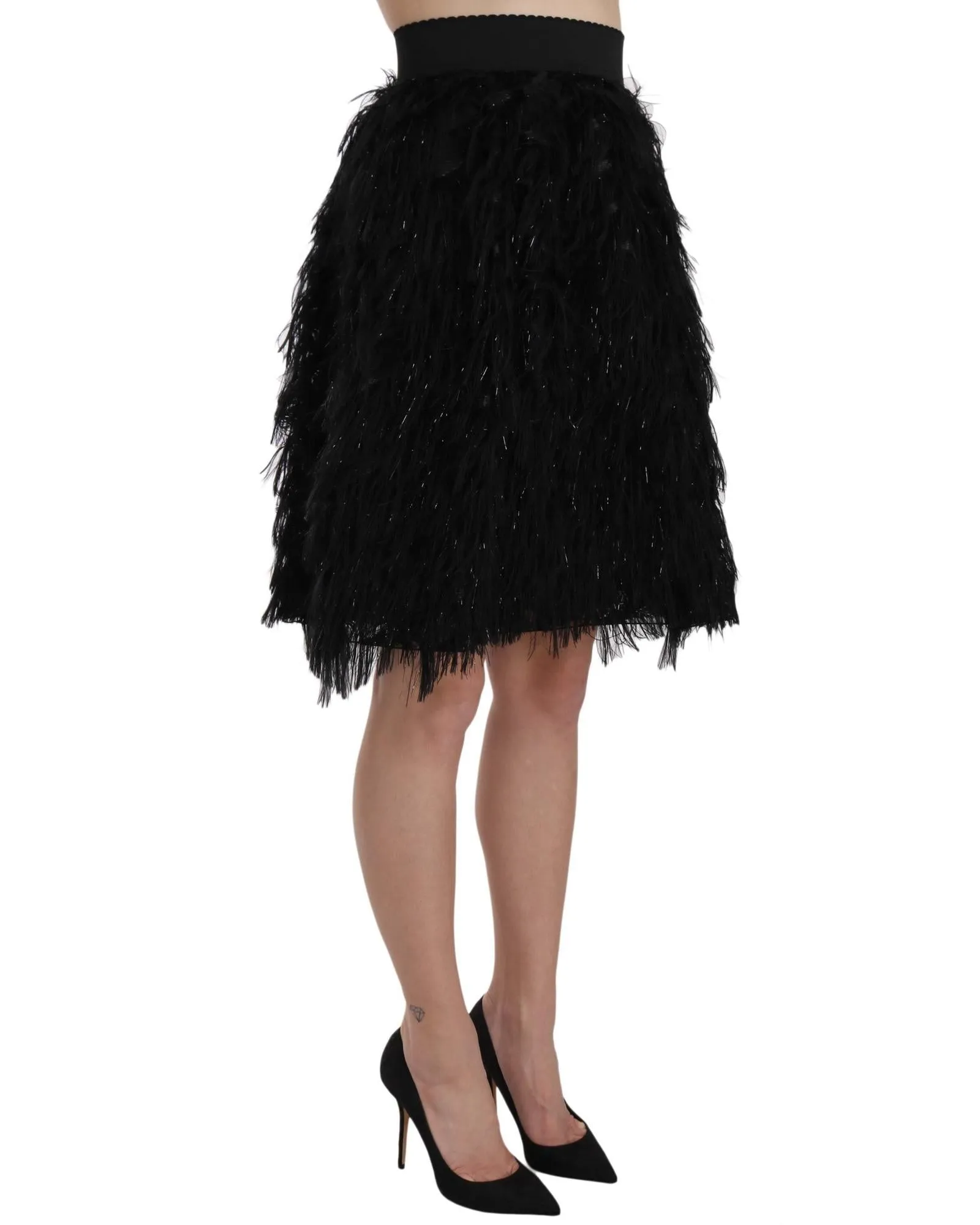 Dolce & Gabbana Black Feather Mini Skirt