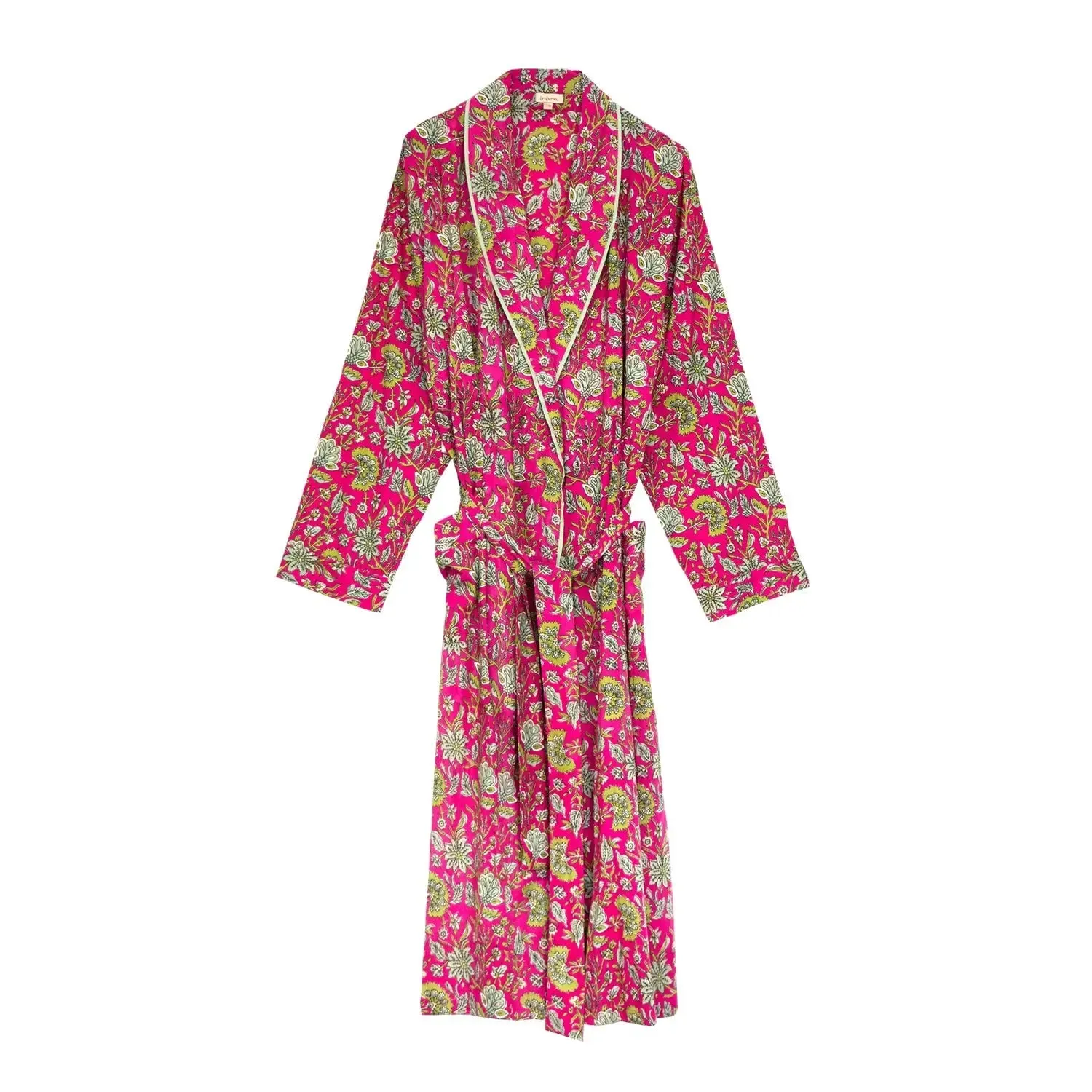 Fuchsia Freesia Women's Floral Cotton Robe