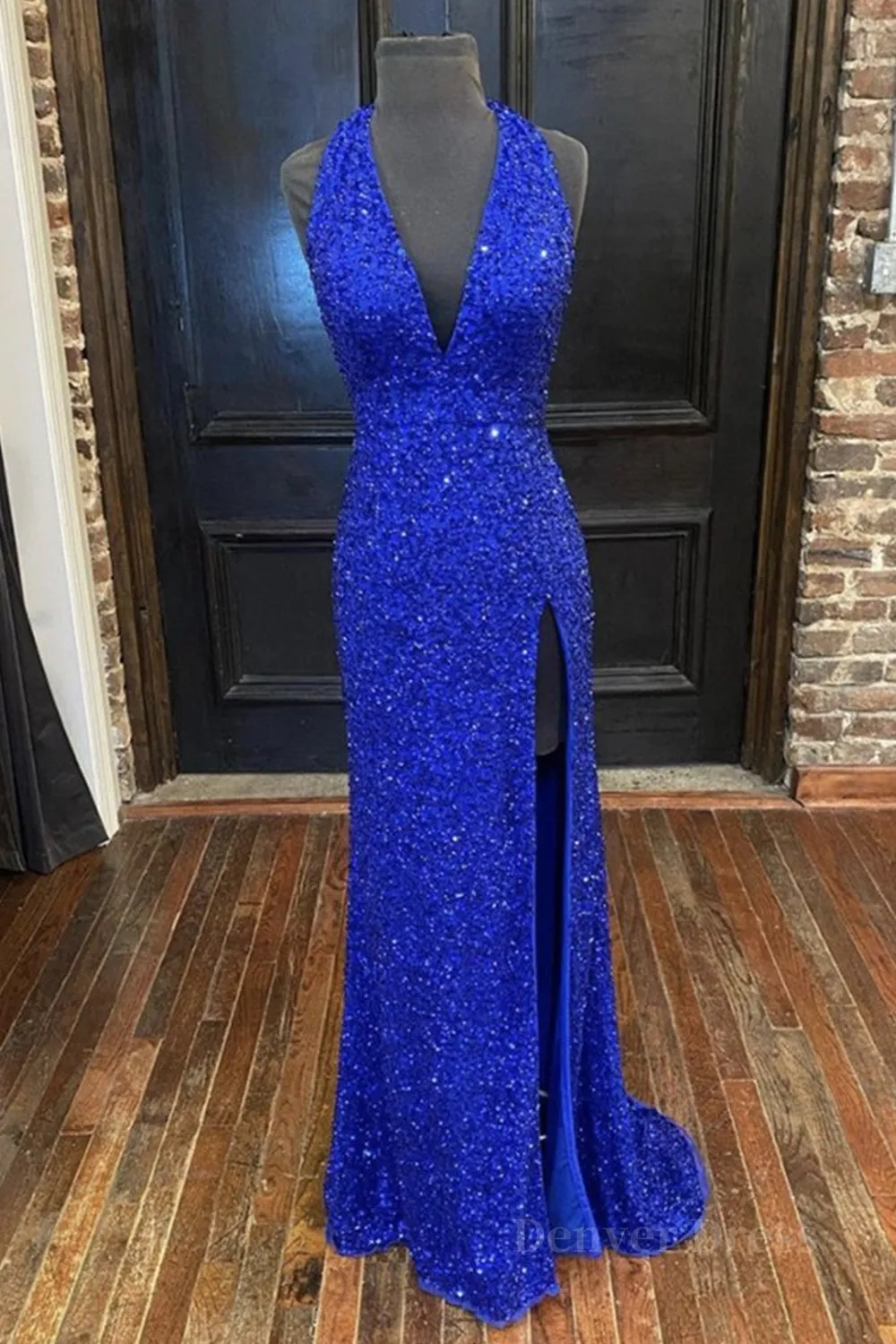 Gorgeous V Neck Mermaid Blue Sequins Long Prom Dress Mermaid Blue Formal Dress Blue Evening Dress