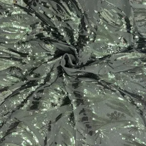 Green Sequins Embroidery Imported Fabric