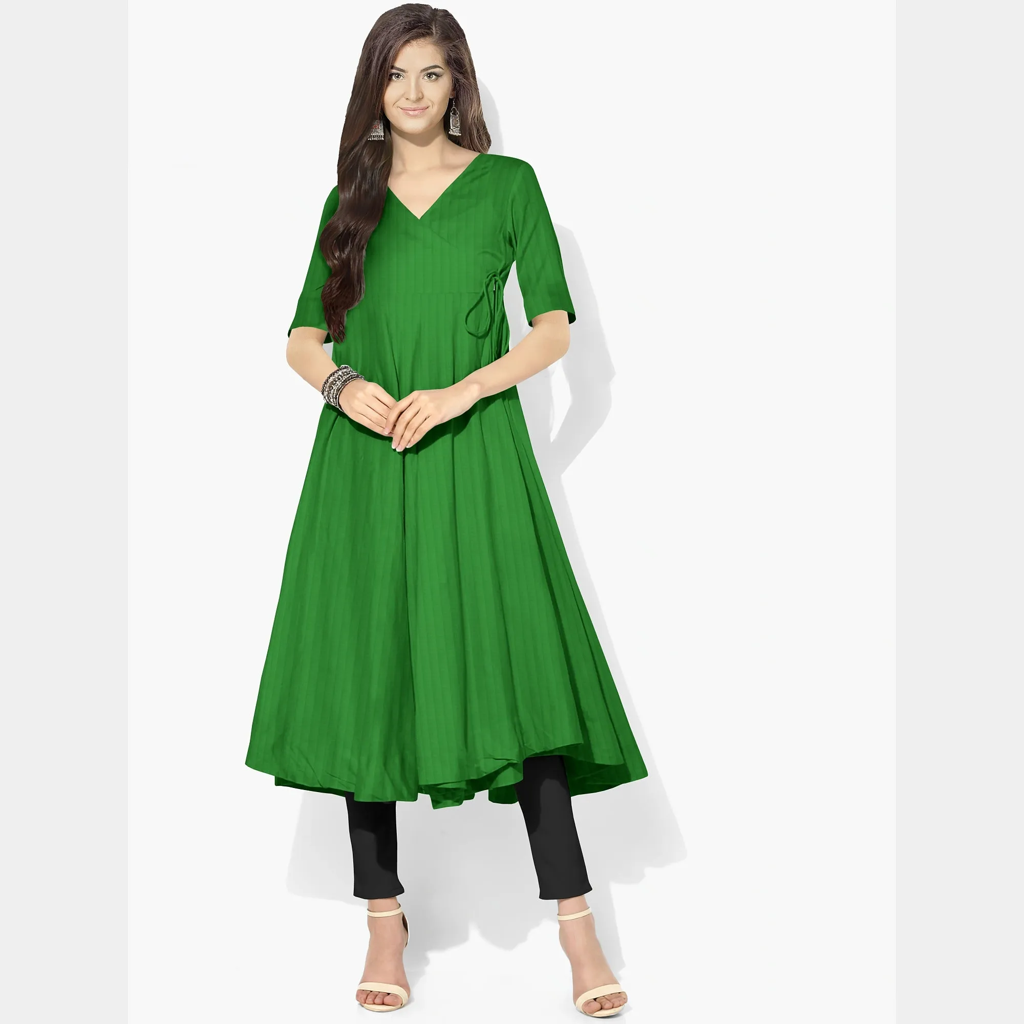 Green Solid Georgette Fabric