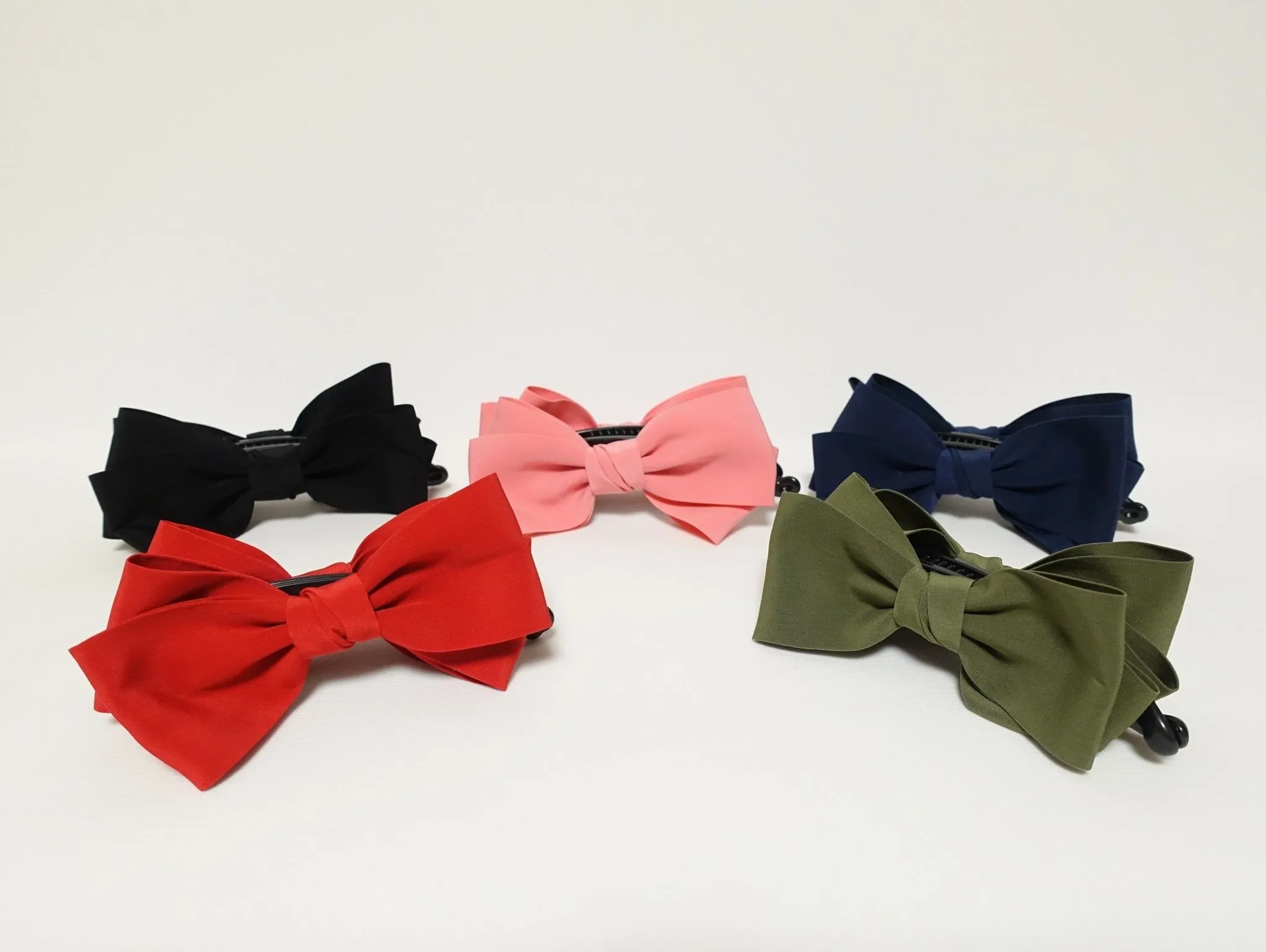 Handmade Satin Layered Bow Banana Hair Clip