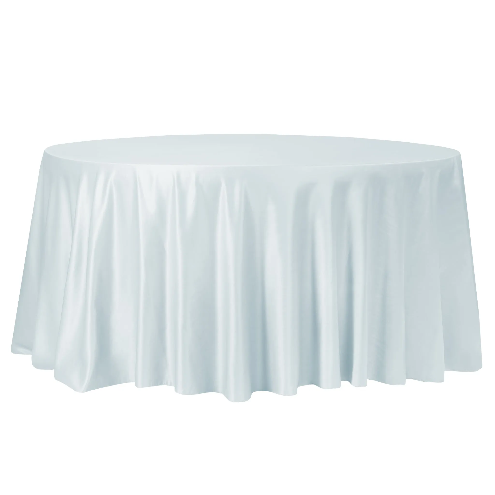 Lamour Satin 120" Round Tablecloth - Dusty Blue