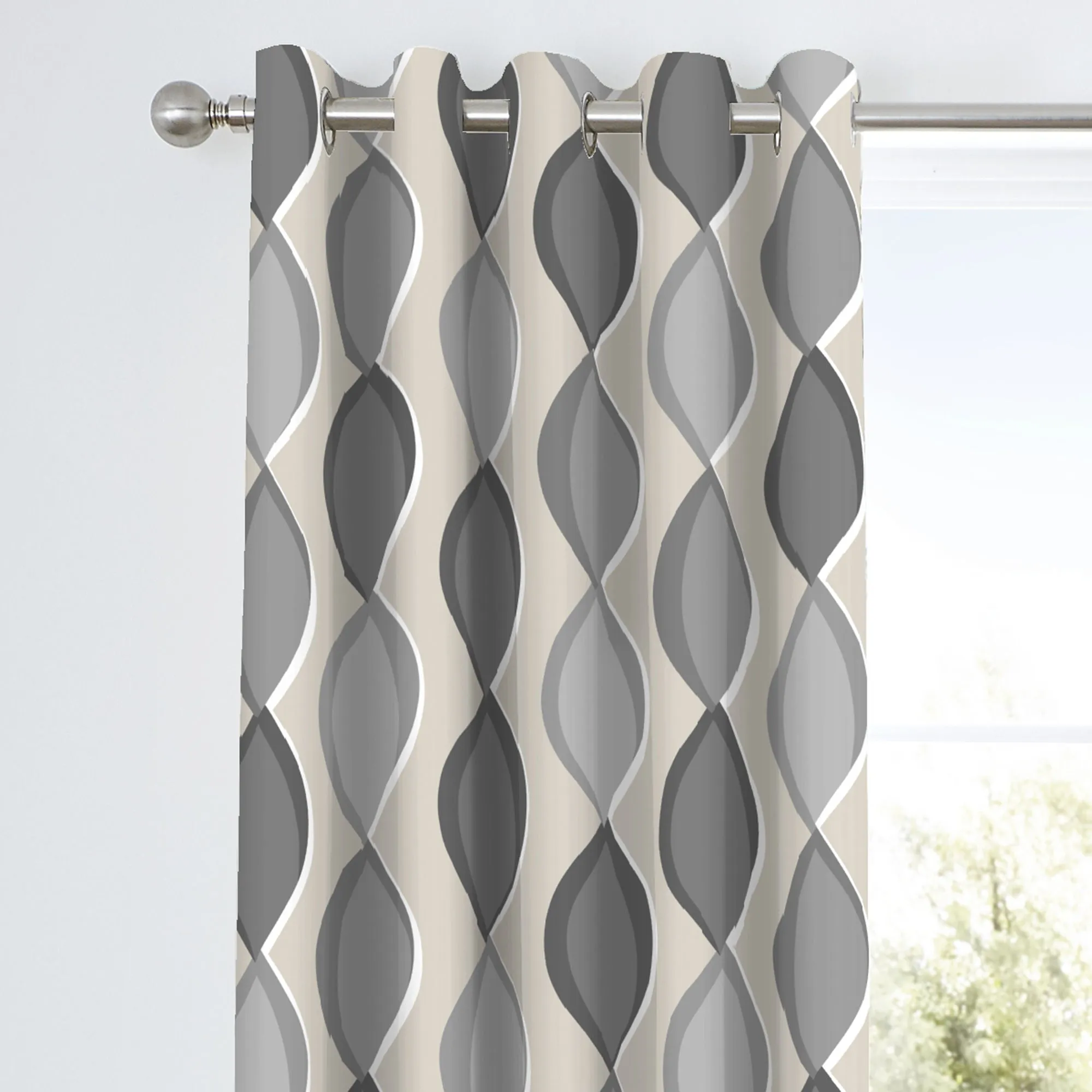 Lennox Pair of Eyelet Curtains by Fusion in Grey