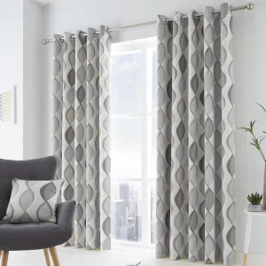 Lennox Pair of Eyelet Curtains by Fusion in Grey