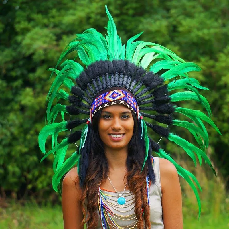Light Green Indian Headdress - 75cm