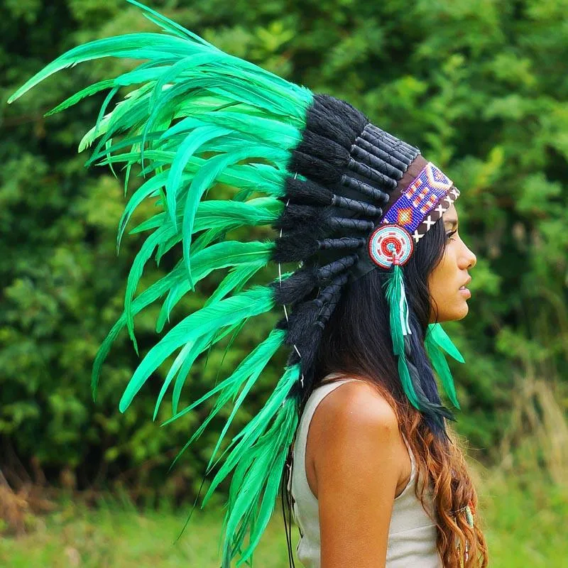 Light Green Indian Headdress - 75cm