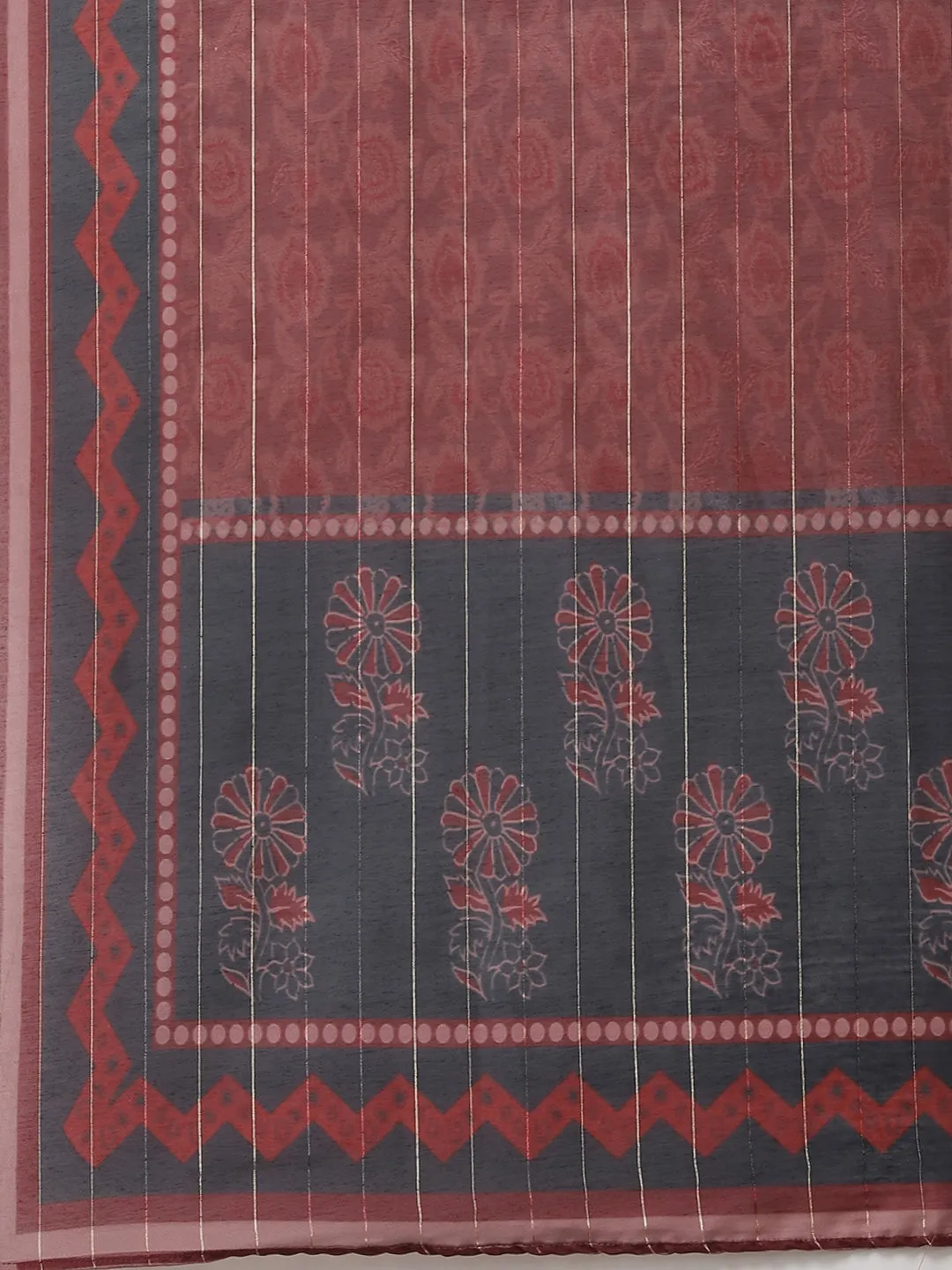 Maroon Floral Printed Dupatta Set