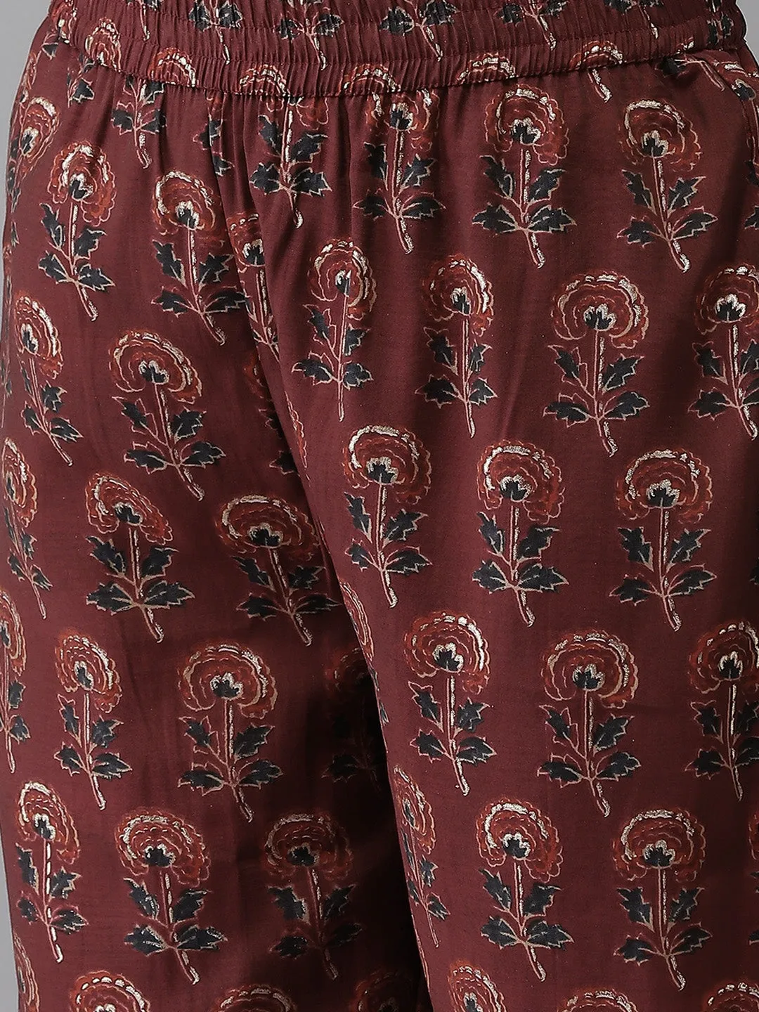 Maroon Floral Printed Dupatta Set