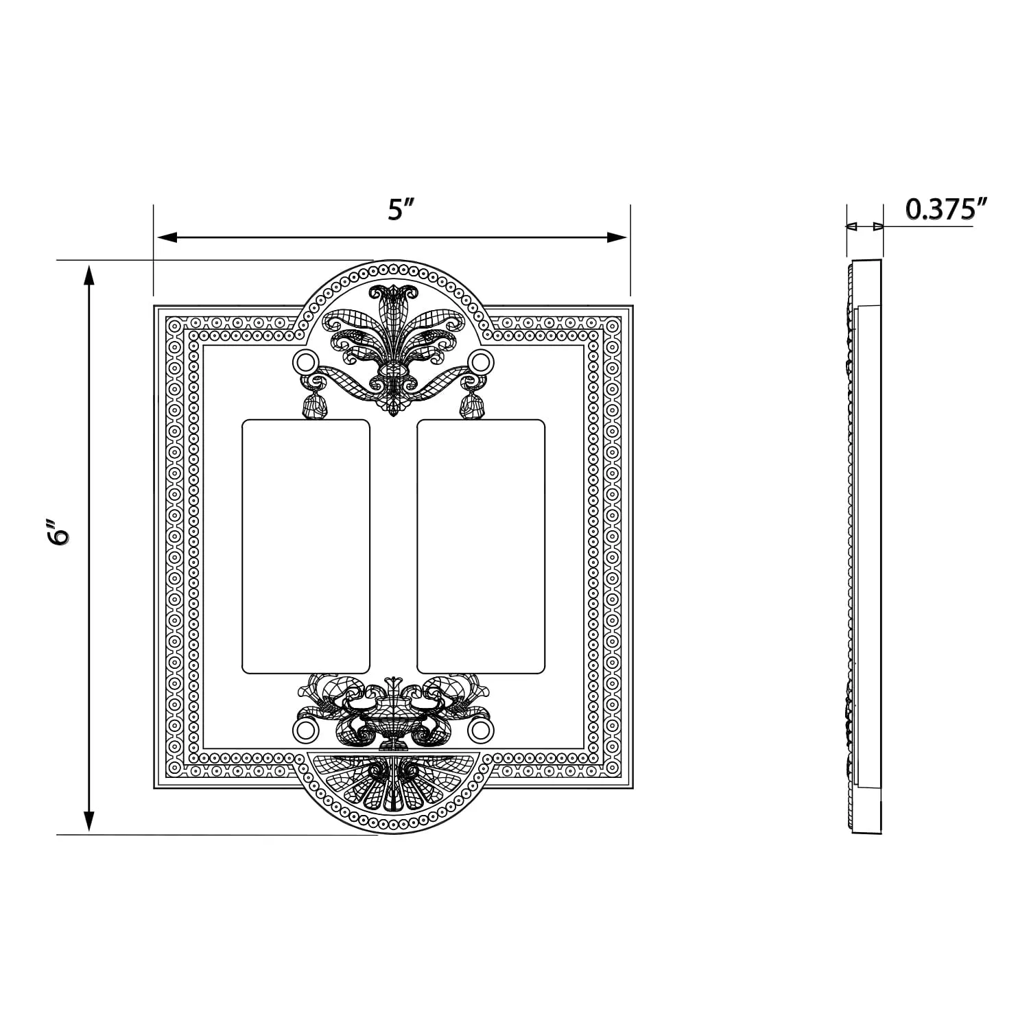 Meadows Switch Plate with Double Rocker in Antique Brass