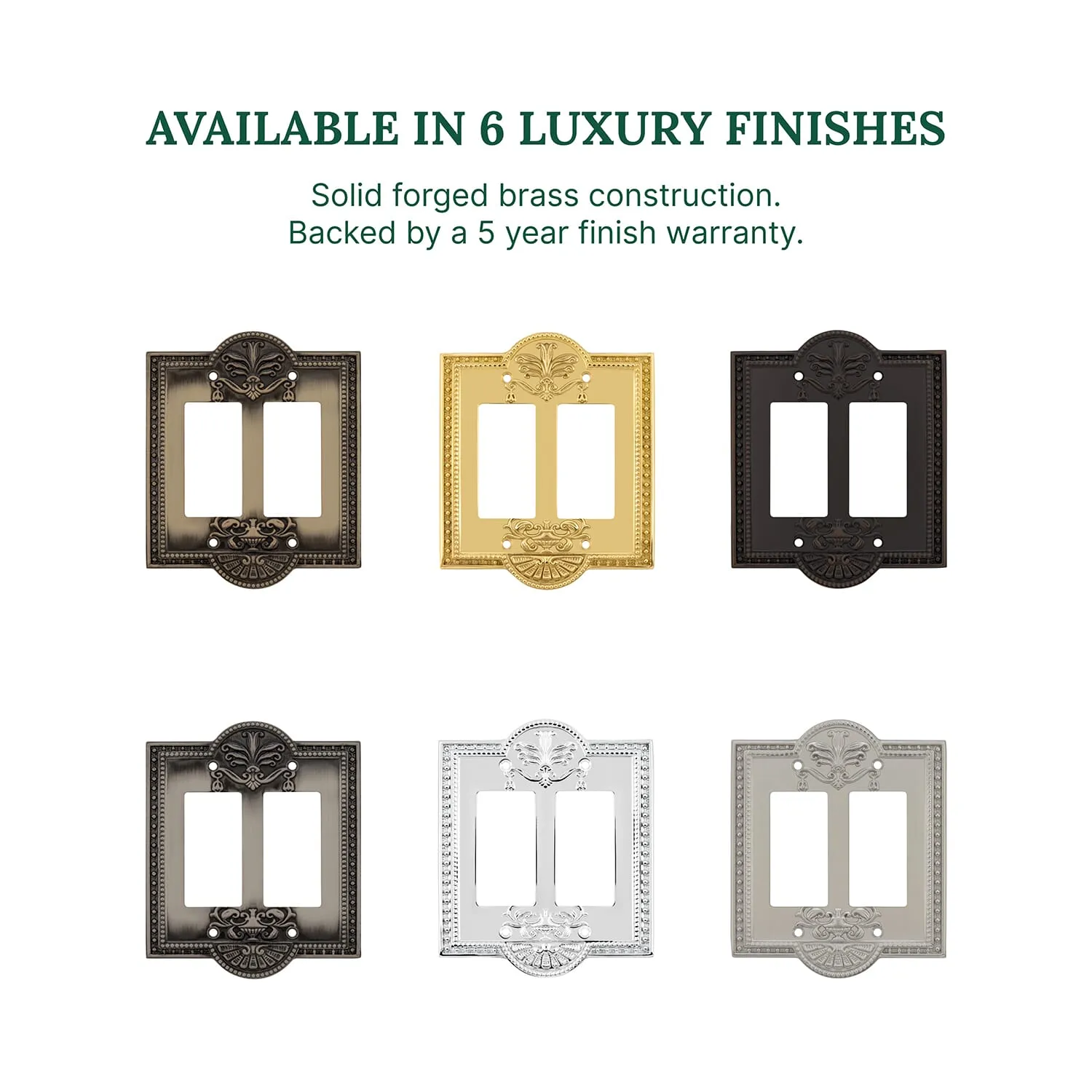 Meadows Switch Plate with Double Rocker in Antique Brass