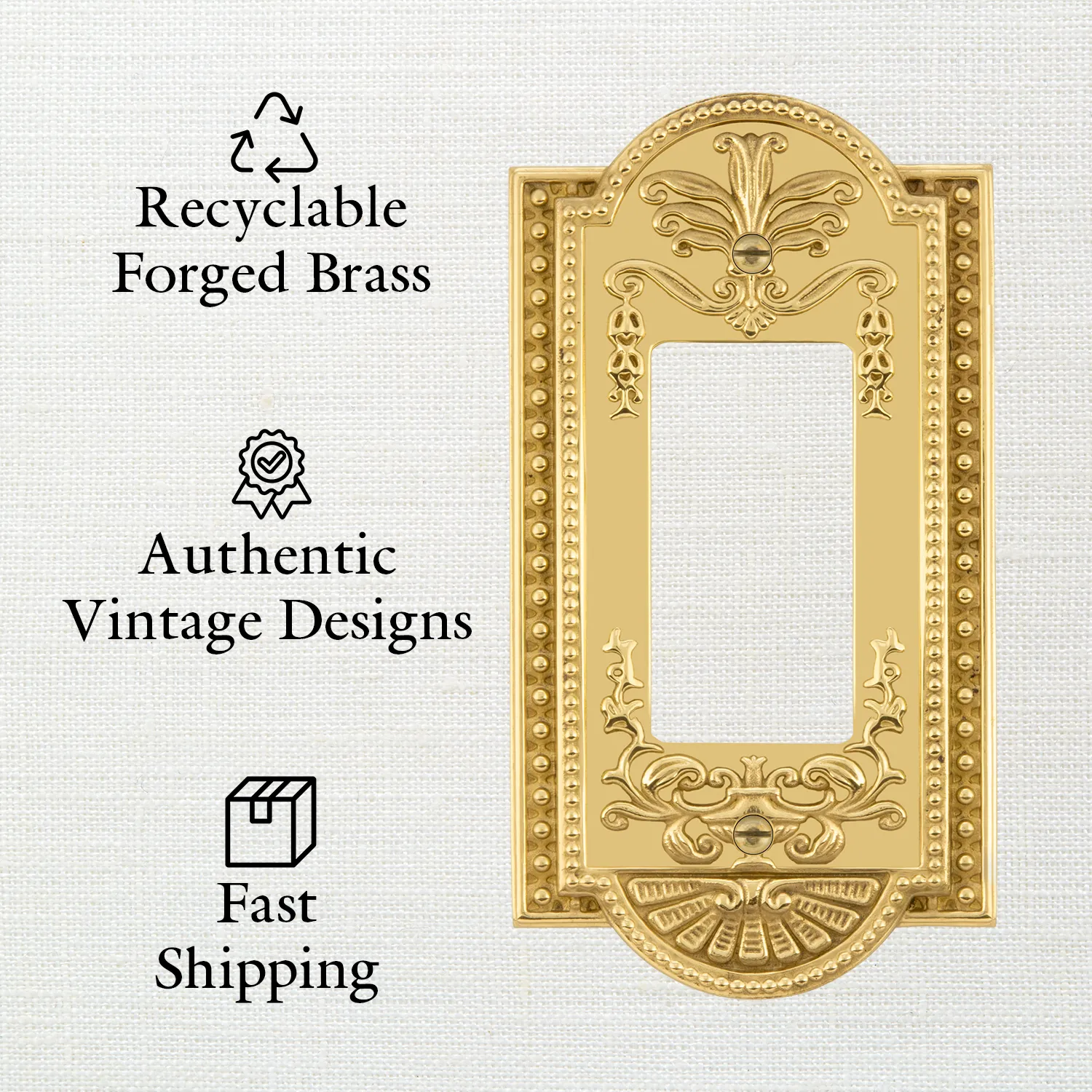 Meadows Switch Plate with Double Rocker in Antique Brass