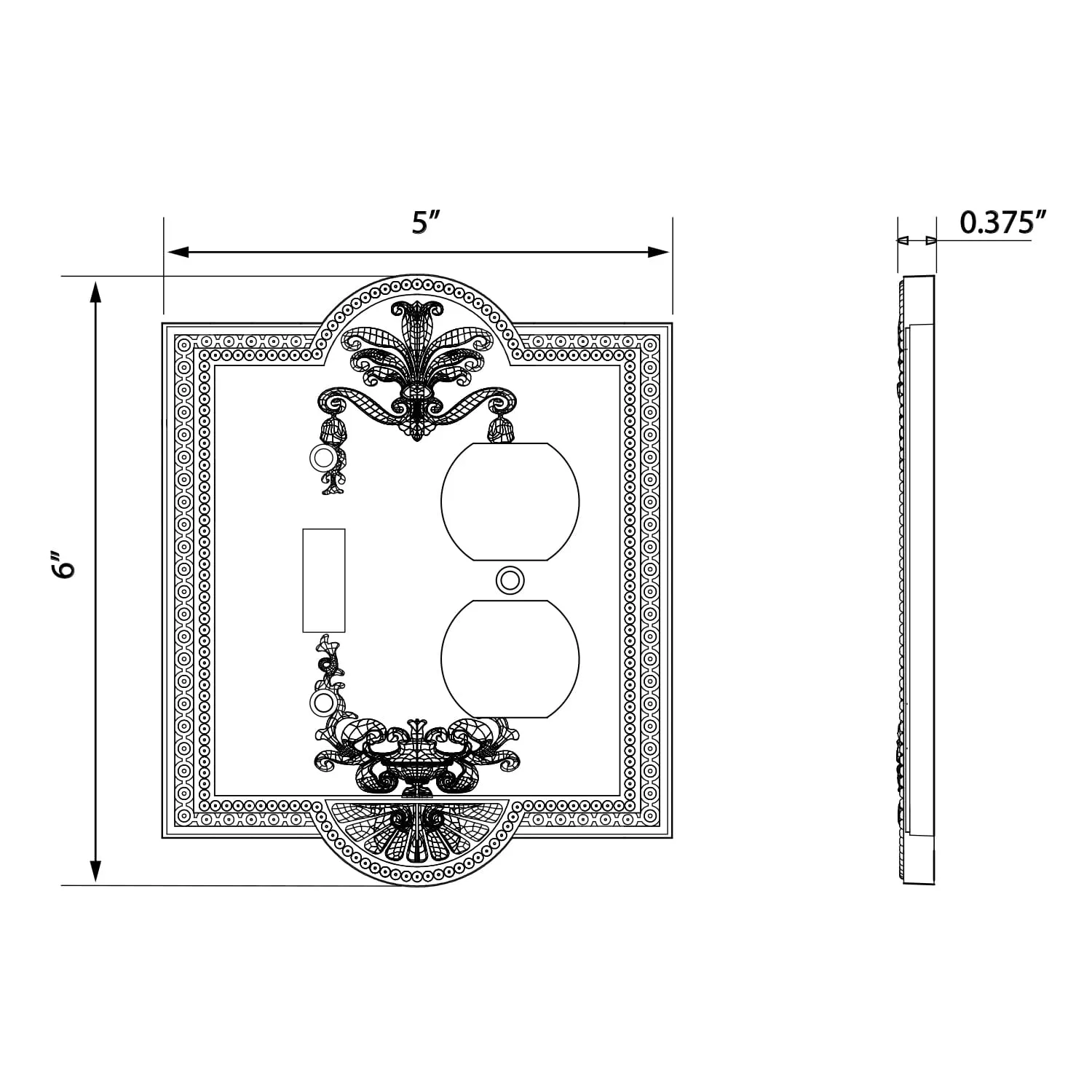 Meadows Switch Plate with Outlet in Timeless Bronze
