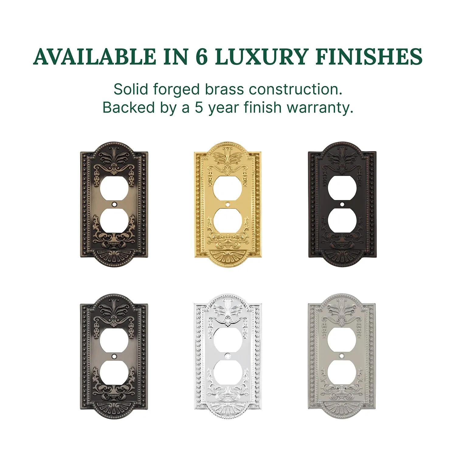 Meadows Switch Plate with Outlet in Timeless Bronze