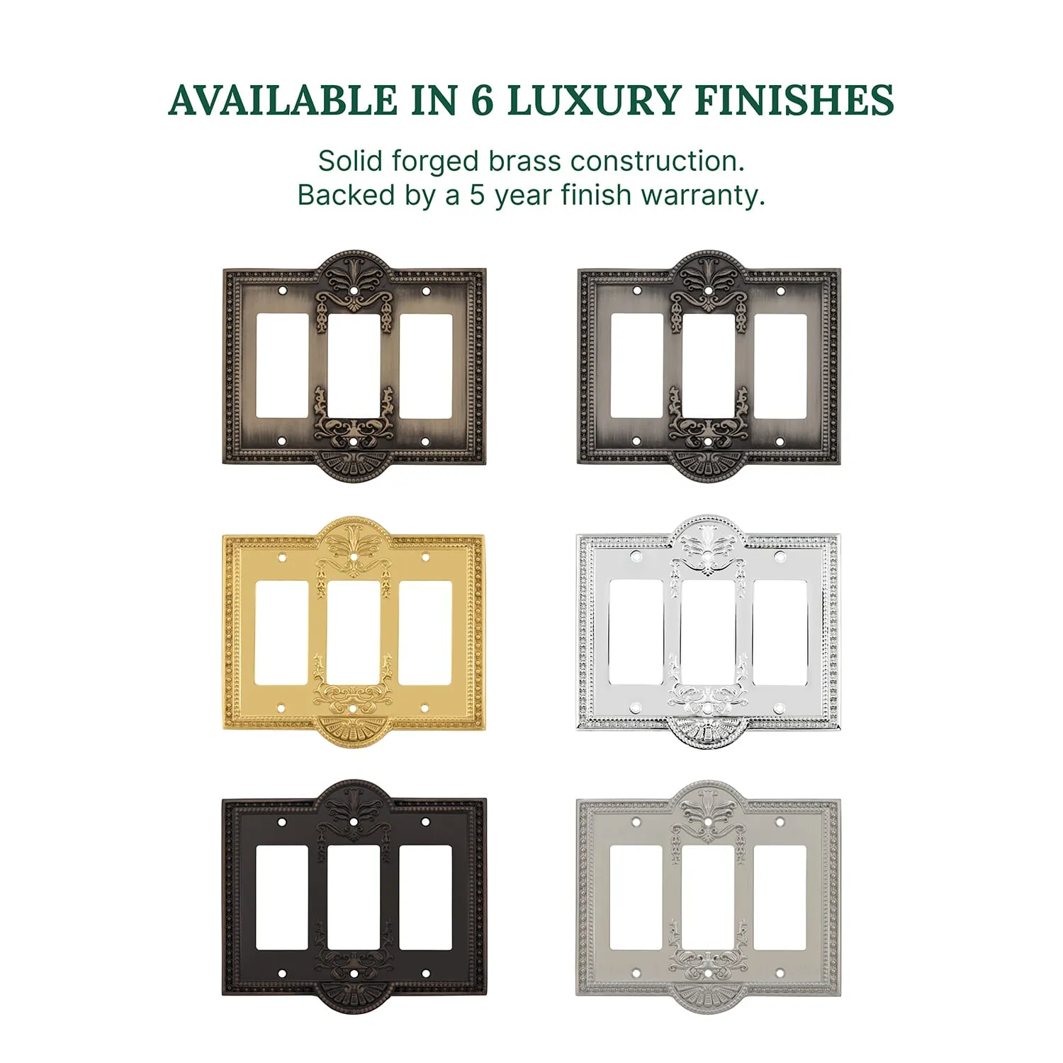 Meadows Switch Plate with Triple Rocker in Antique Brass