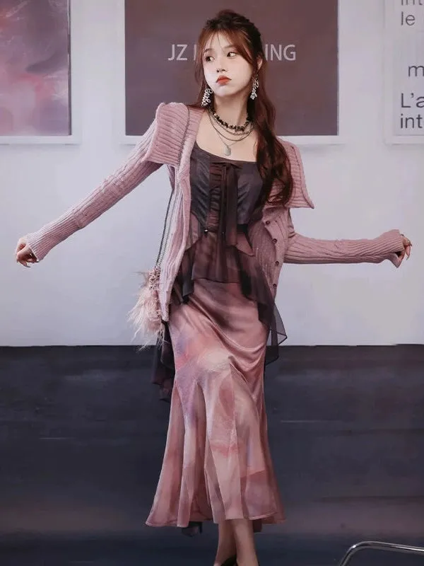 Mermaid Printed Fake Two-piece Dress【s0000003997】